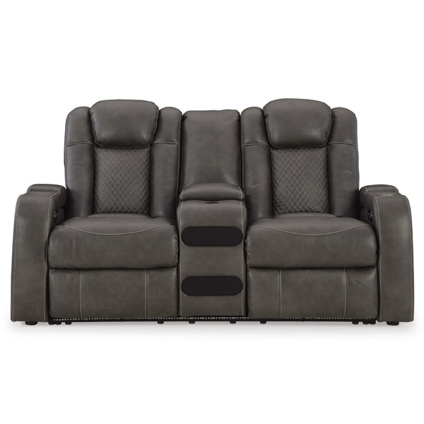 Fyne-Dyme Power Reclining Loveseat with Adjustable Headrest Shadow