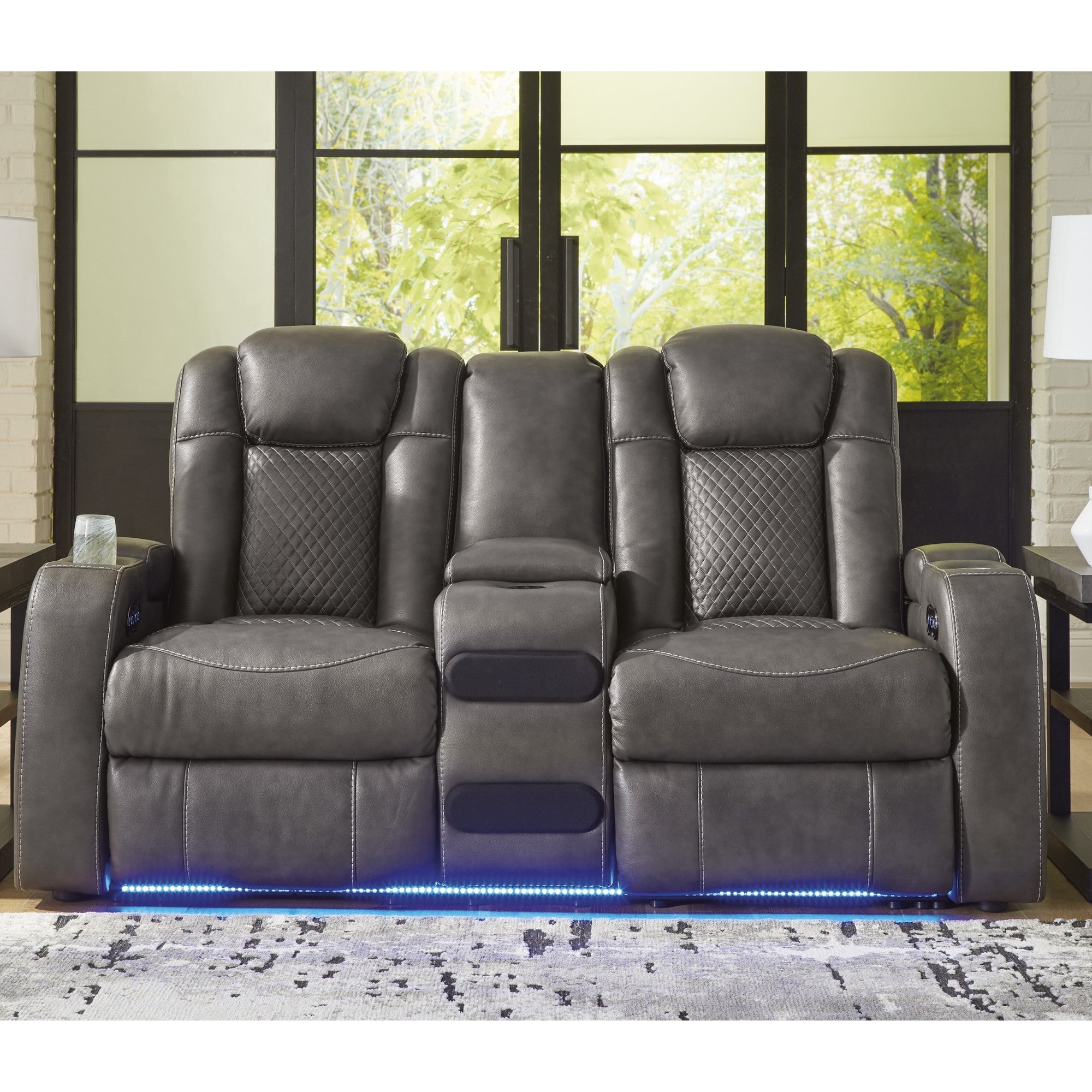 Fyne-Dyme Power Reclining Loveseat with Adjustable Headrest Shadow
