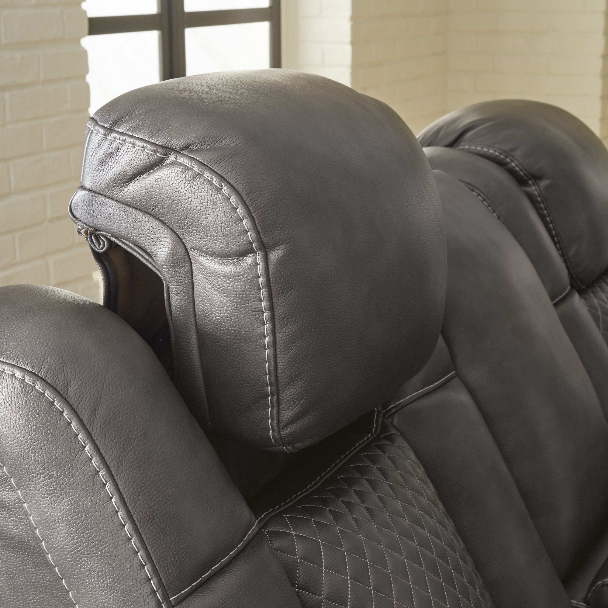 Fyne-Dyme Power Reclining Loveseat with Adjustable Headrest Shadow