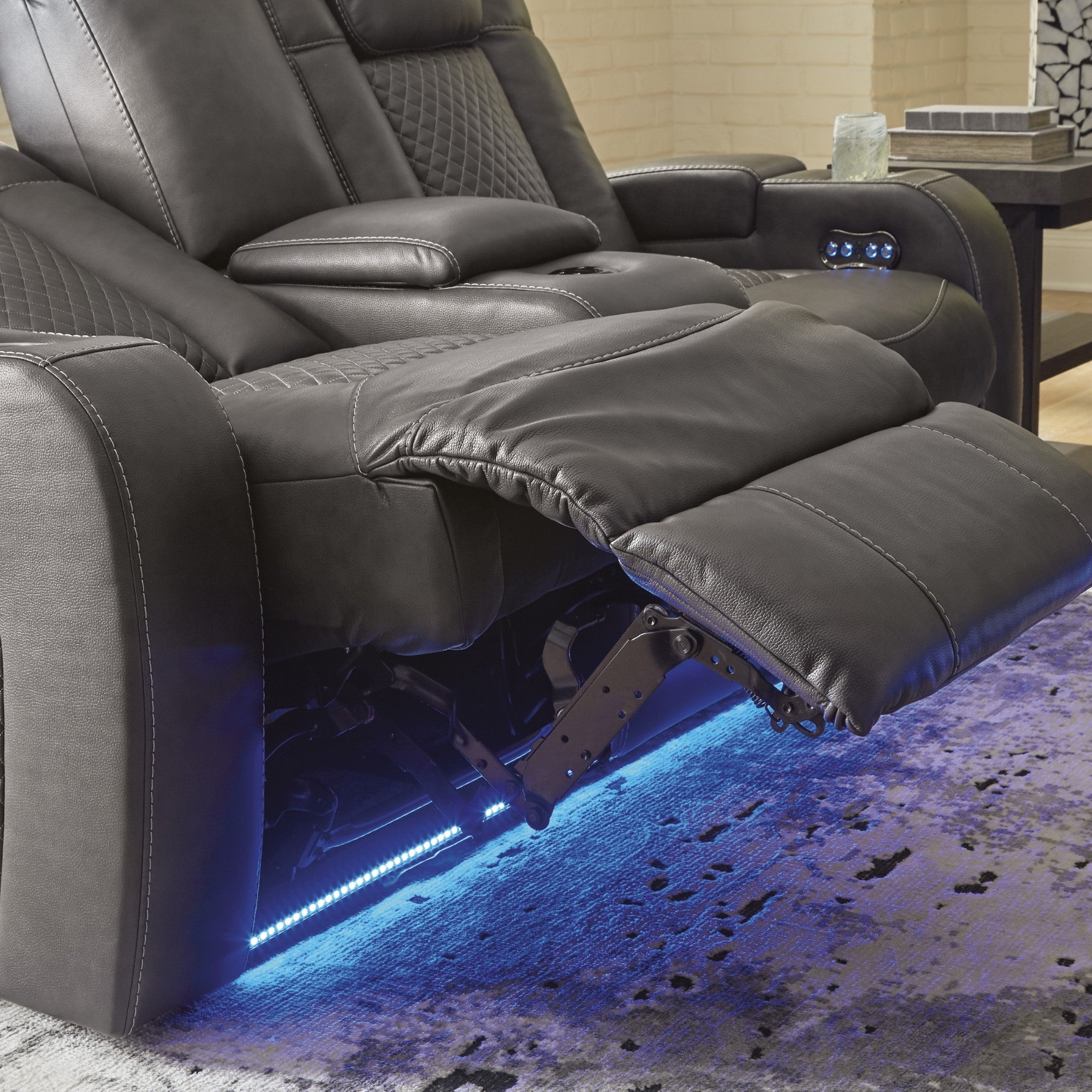 Fyne-Dyme Power Reclining Loveseat with Adjustable Headrest Shadow