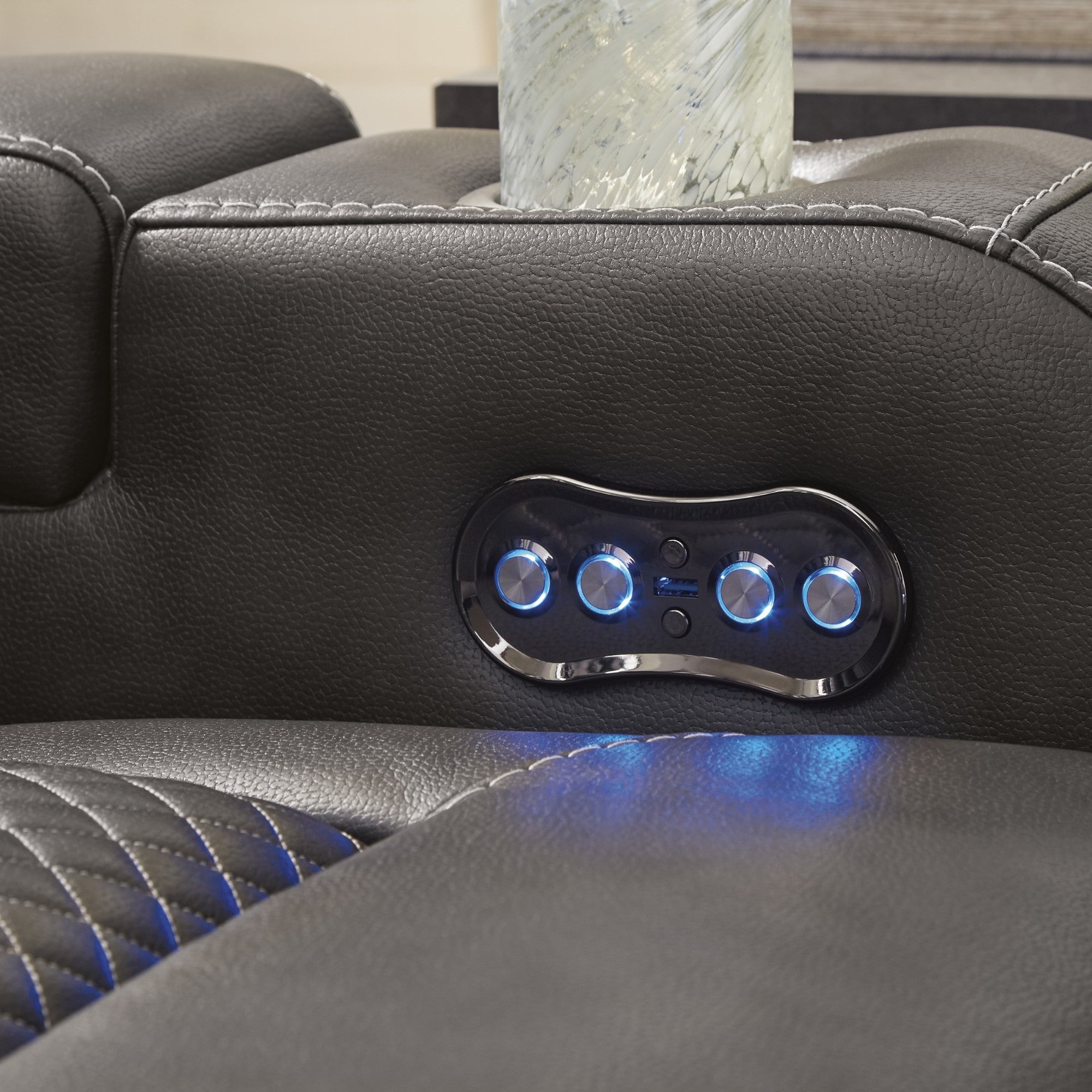 Fyne-Dyme Power Reclining Sofa with Adjustable Headrest Shadow