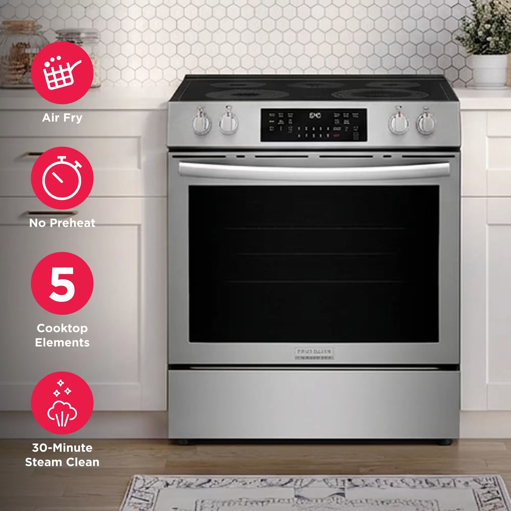 Frigidaire Gallery GCFE305CBF 30-Inch Front-Control Electric Range with Total Convection Stainless Steel