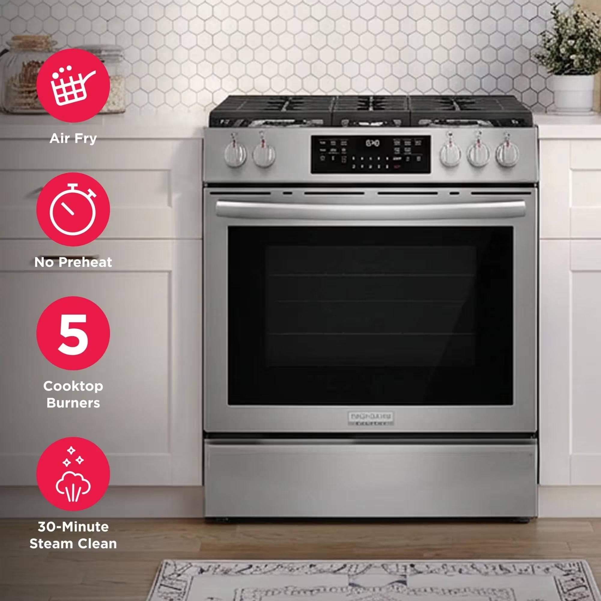 Frigidaire Gallery GCFG3059BF 30-Inch Front-Control Gas RangeStainless Steel
