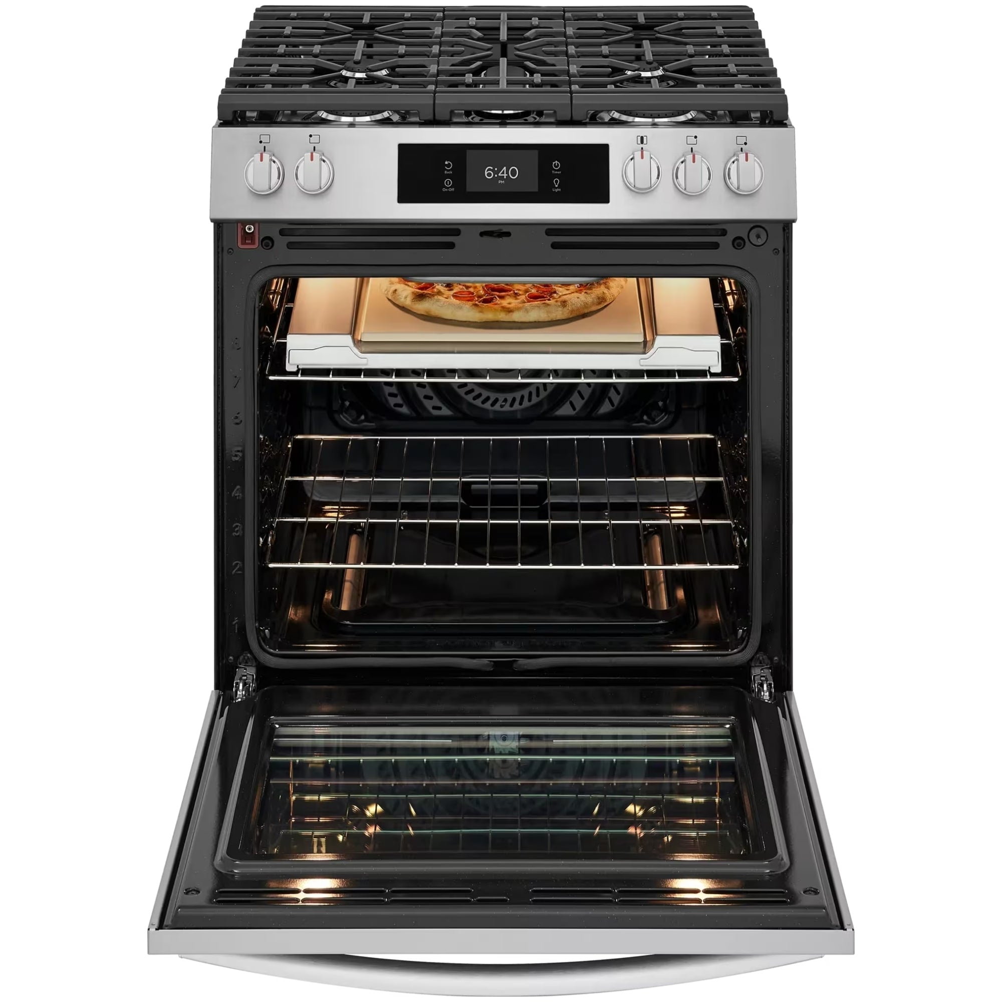 Frigidaire Gallery GCFG3070BF 30-Inch Front-Control Gas Range with Stone-Baked Pizza Stainless Steel