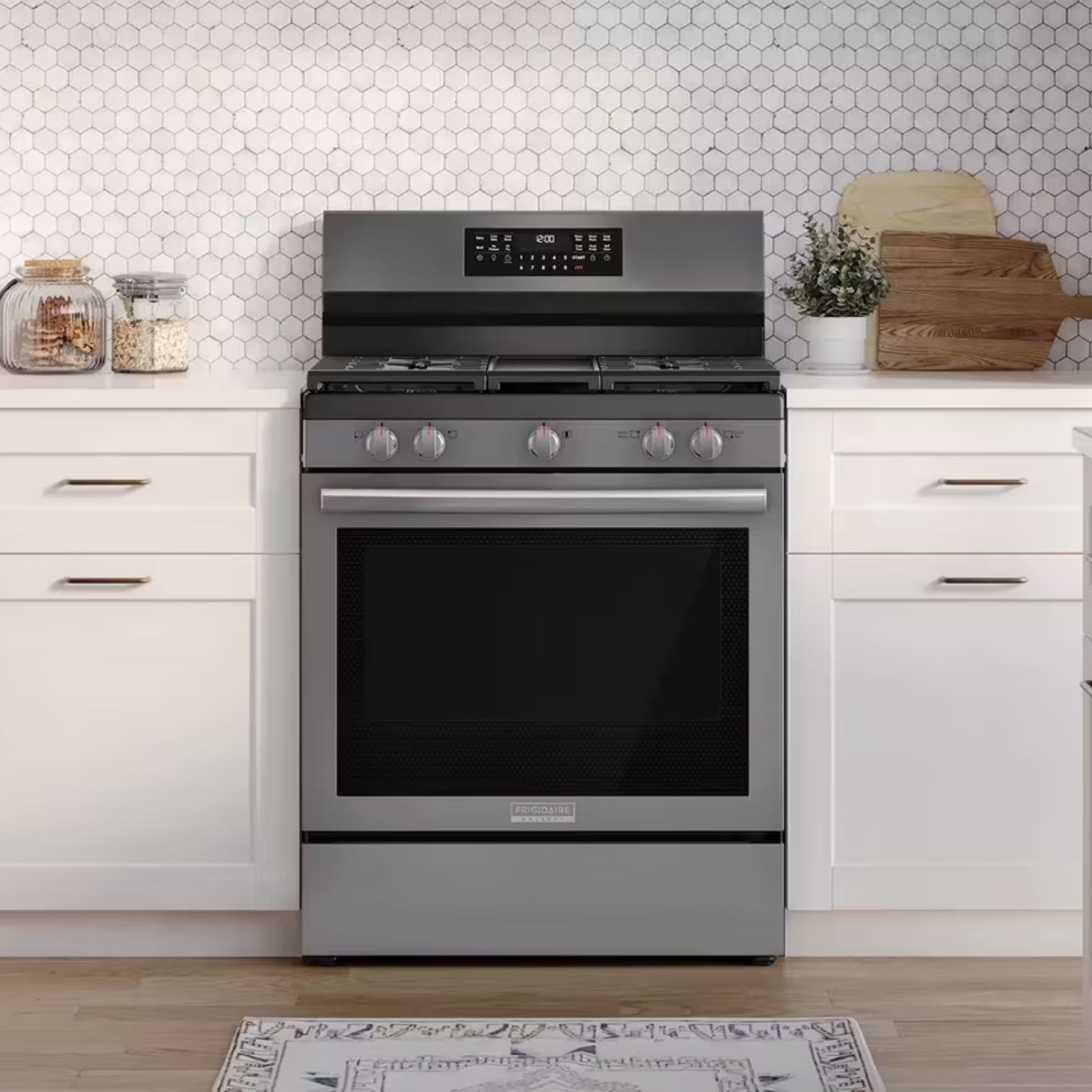 Frigidaire Gallery GCRG3060BD 30-Inch Rear-Control Gas Range Black Stainless Steel