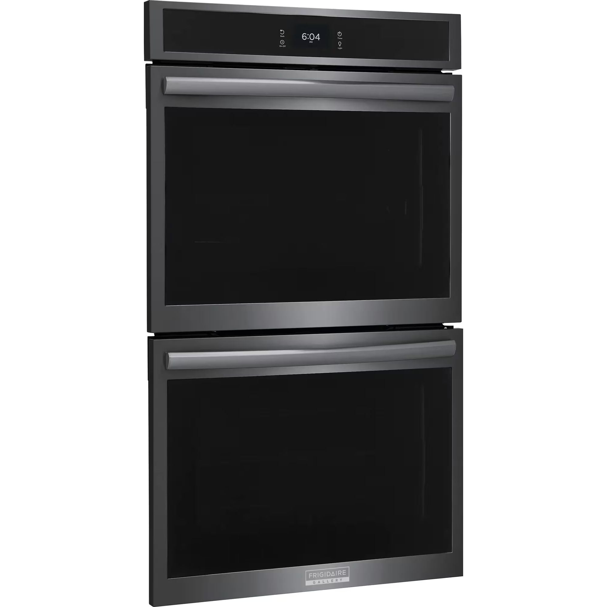 Frigidaire Gallery 30-inch double electric wall oven with black stainless steel finish and total convection cooking.