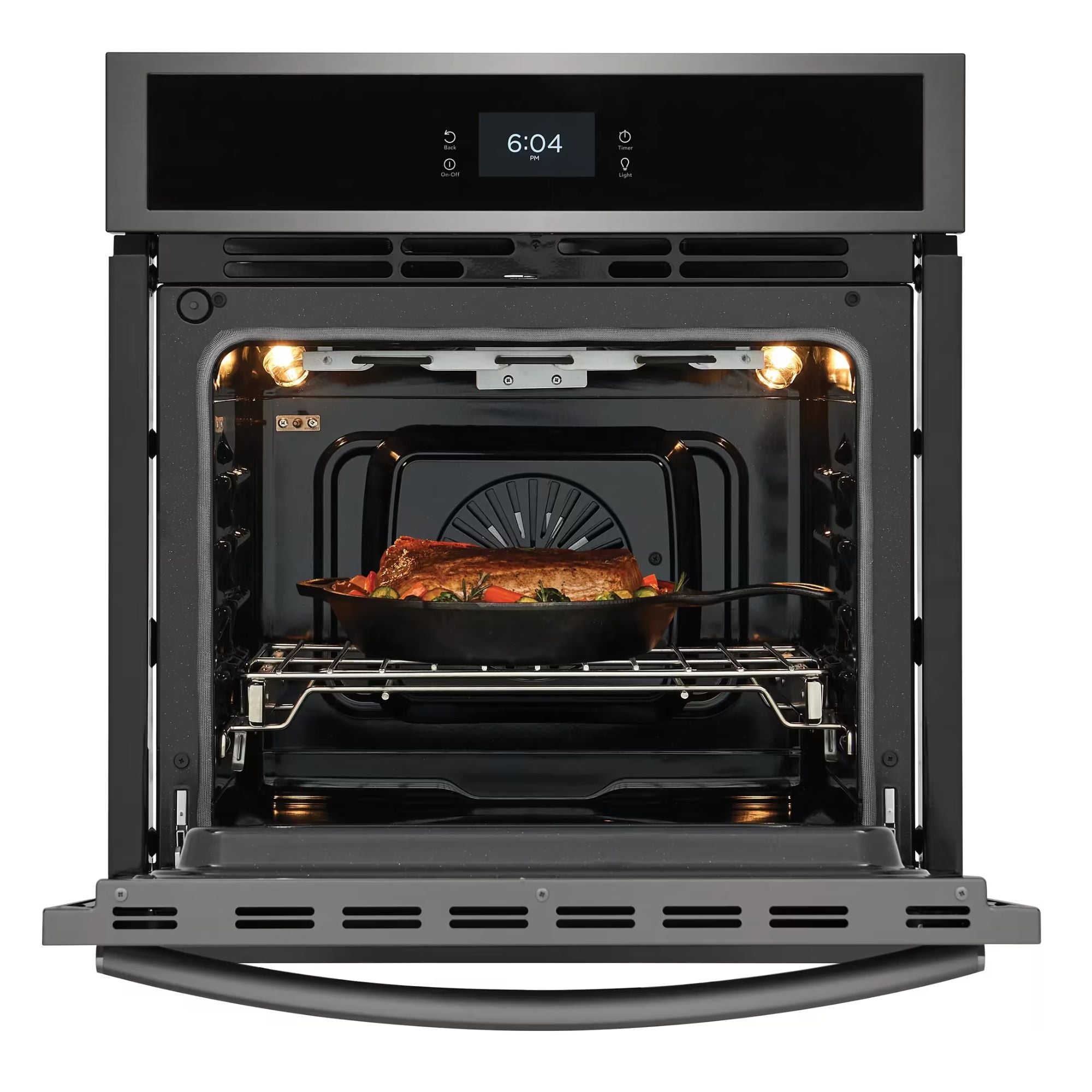 Frigidaire Gallery 27-inch black stainless steel single electric wall oven with total convection cooking.