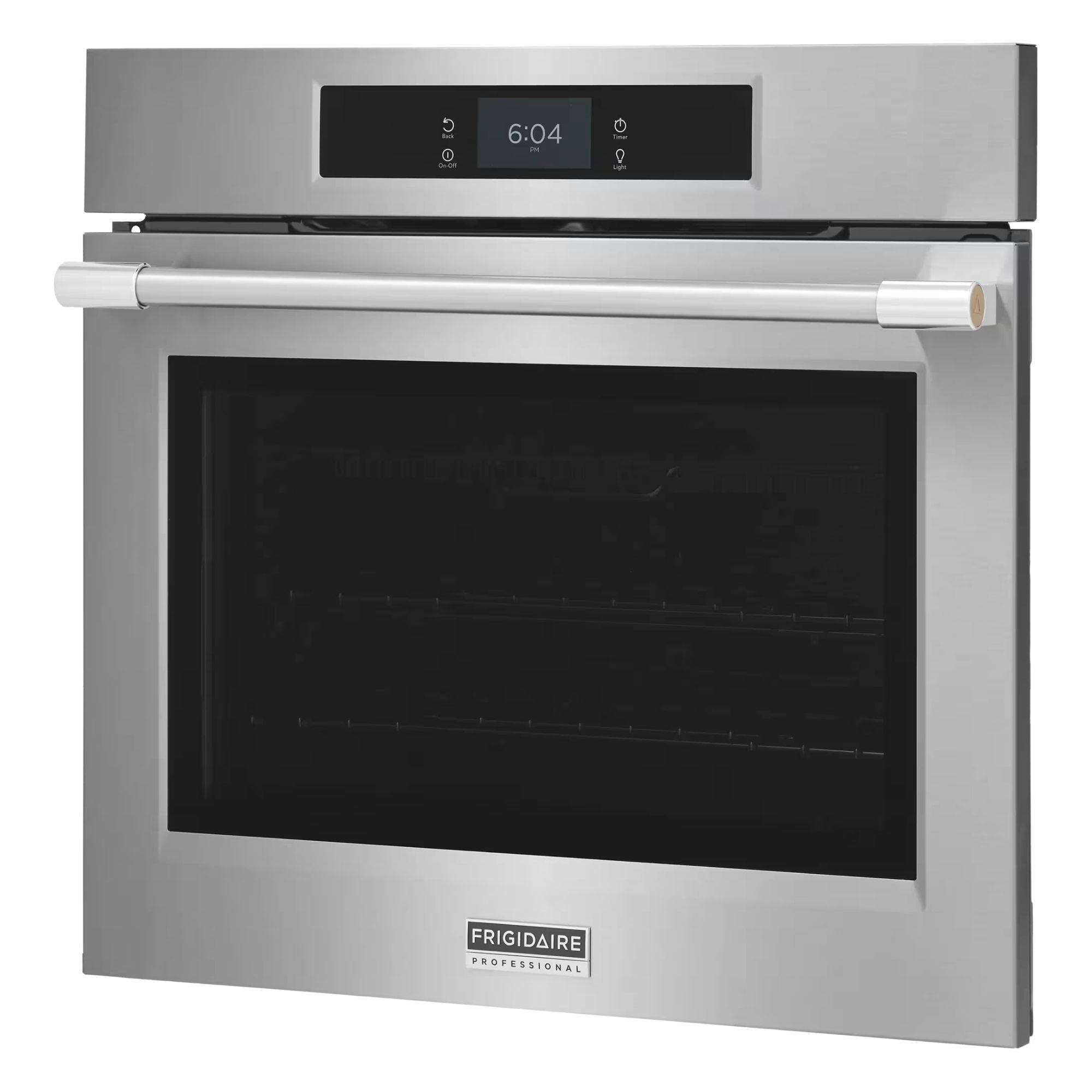 Frigidaire Gallery 30-inch stainless steel single electric wall oven with total convection cooking, digital controls, and sleek design.
