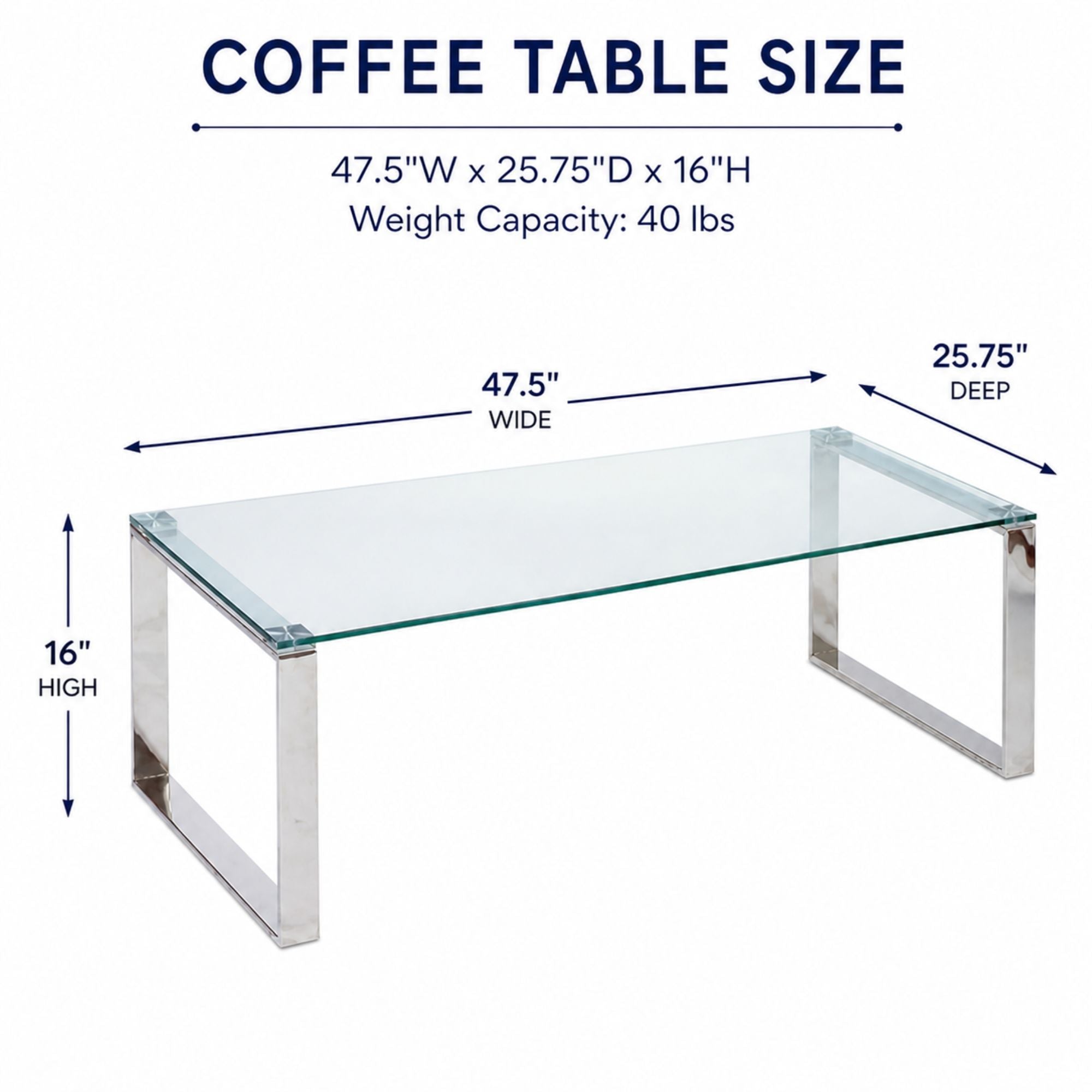 Clear glass GEM coffee table by Elite Living featuring a sleek modern design with a sturdy base and transparent surface.