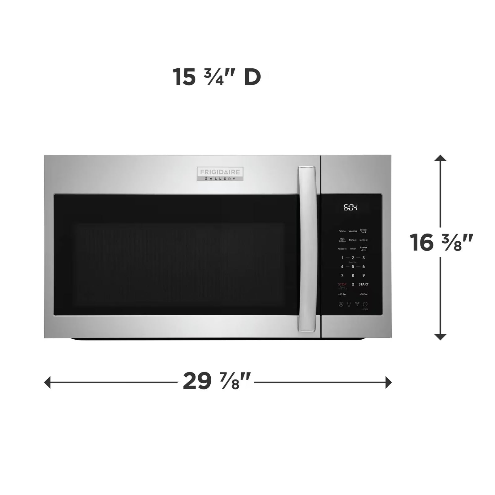 Frigidaire Gallery GMOS1962AF stainless steel over-the-range microwave with digital control and spacious interior.