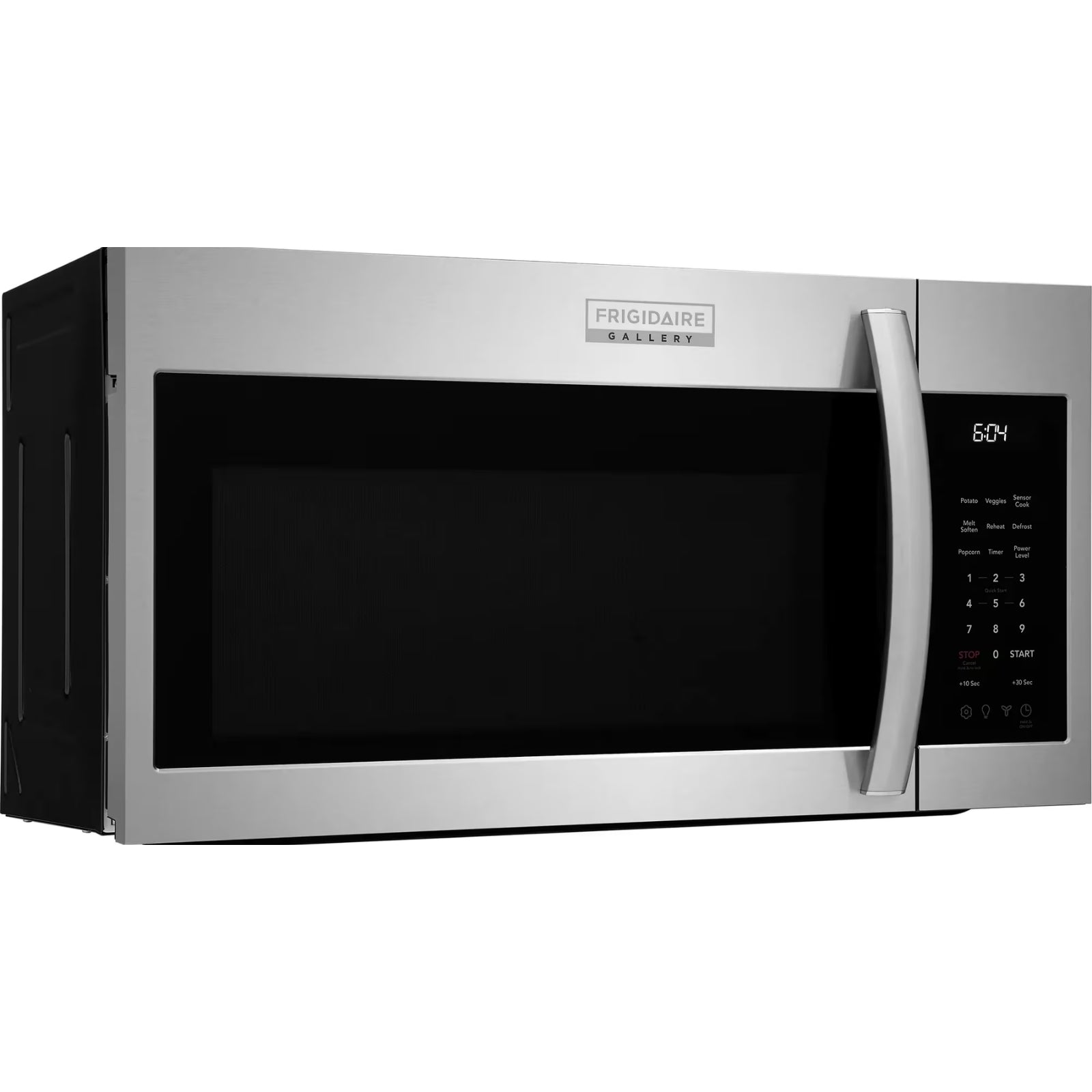 Frigidaire Gallery GMOS1962AF stainless steel over-the-range microwave with digital display and control panel inside the oven space.