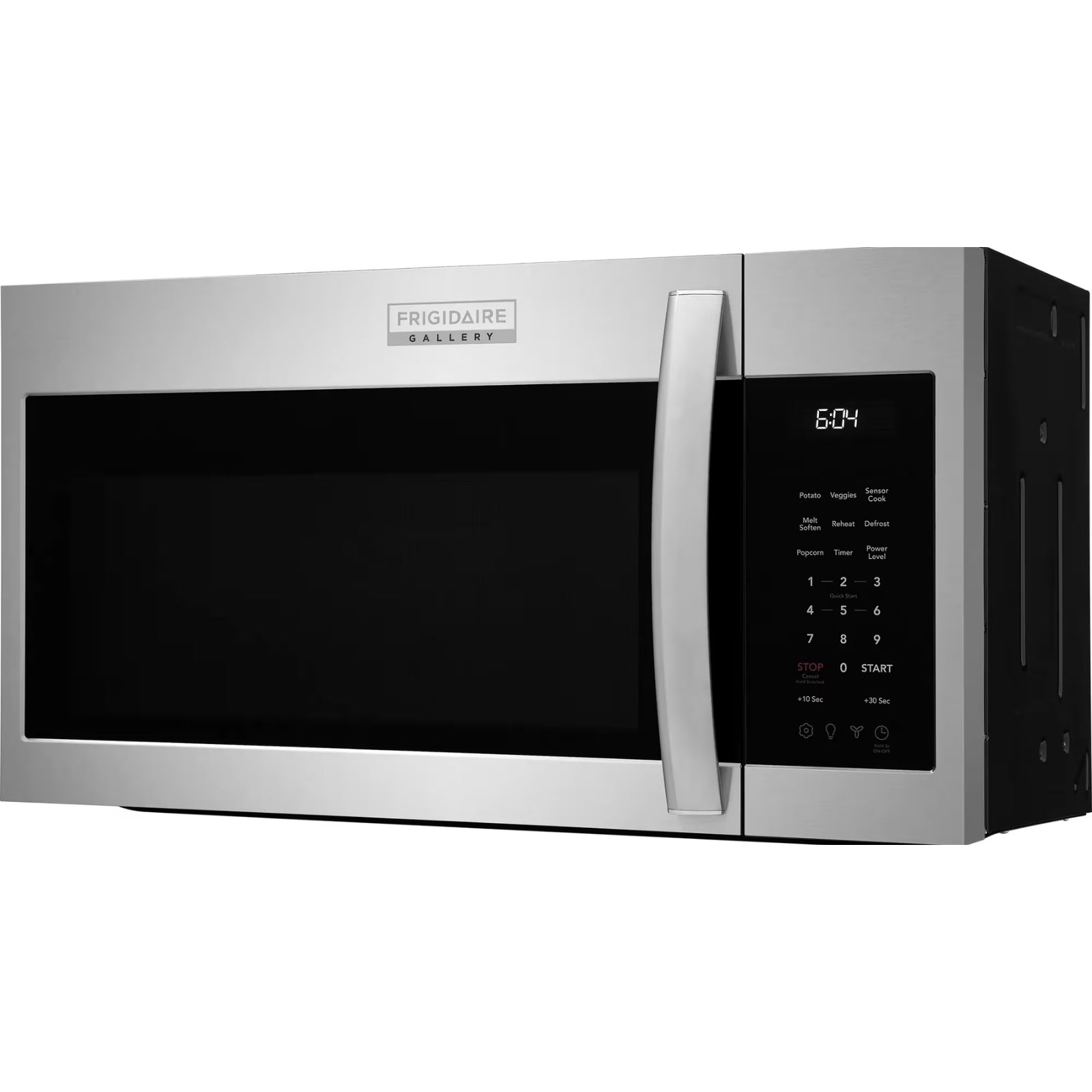 Frigidaire Gallery GMOS1962AF stainless steel over-the-range microwave with digital display and control panel.
