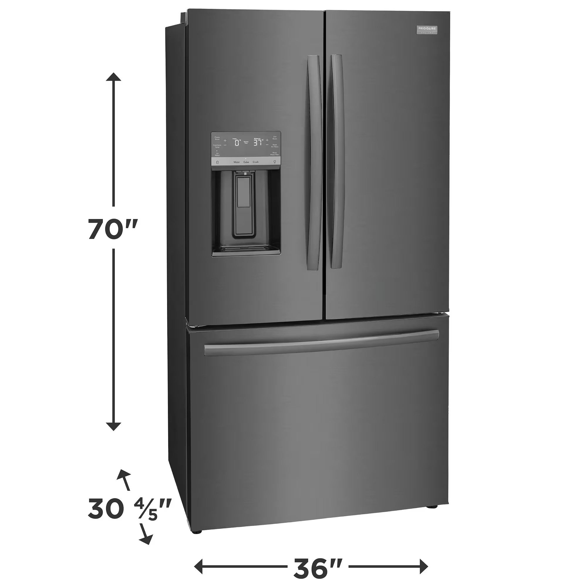 Frigidaire Gallery GRFC2353AD 36 inch 23 Cu. Ft. Counter-Depth French Door Refrigerator Black Stainless Steel