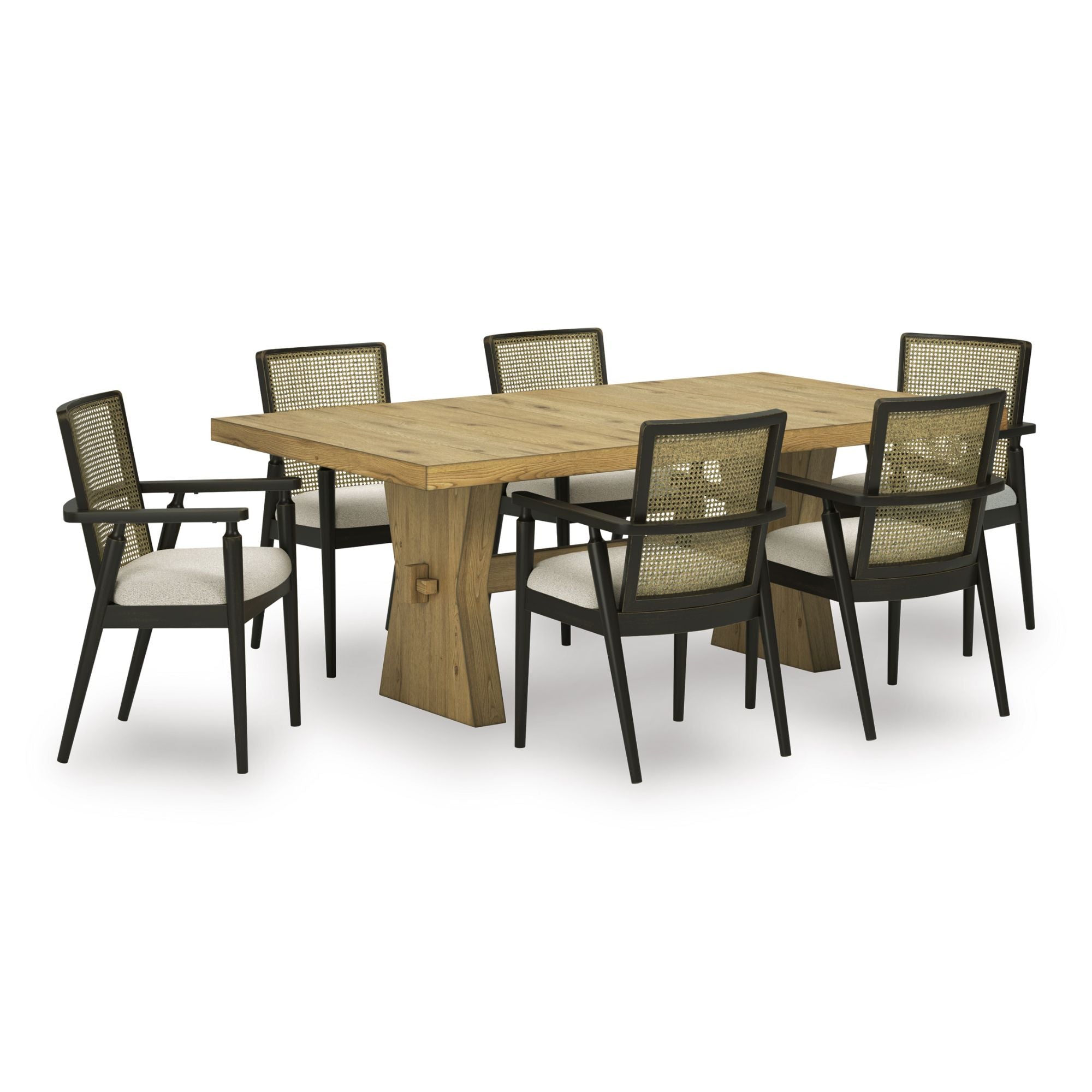 Rectangular Galliden dining room set by Signature Ashley with a table and matching chairs in a modern dining space.