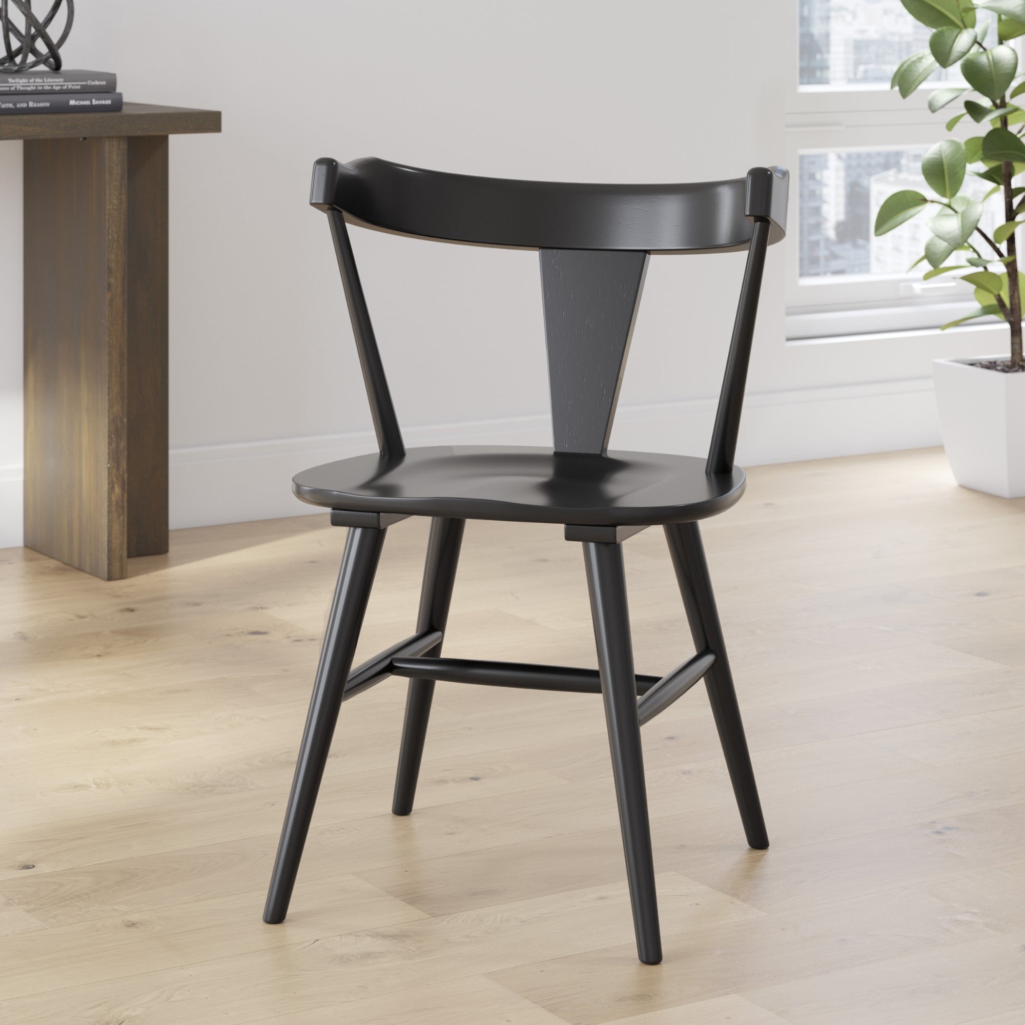 Set of two Gretlynn dining room side chairs by Signature Ashley, upholstered dining chairs with armrests and wooden legs.