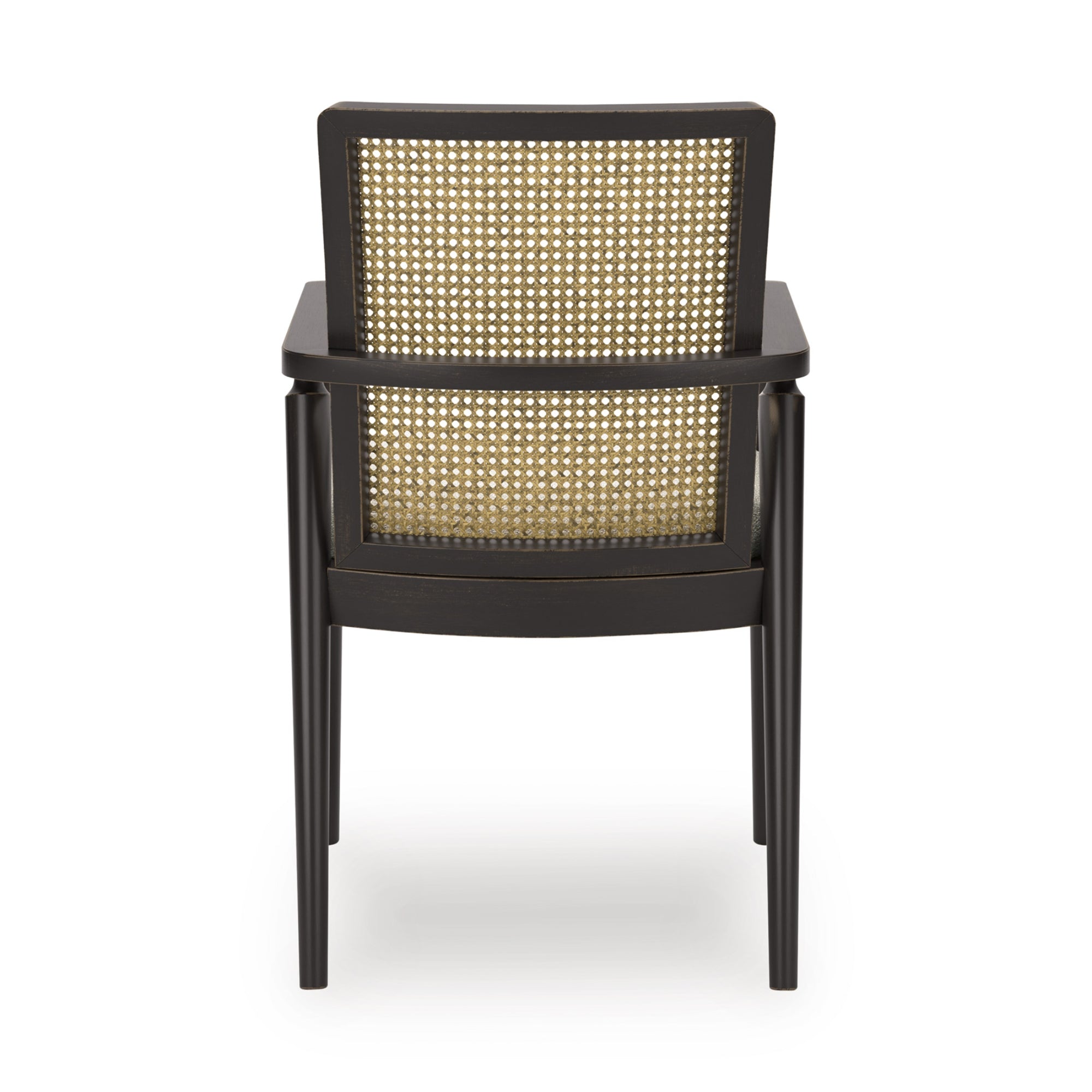 Set of two Galliden dining UPH arm chairs by Signature Ashley with upholstered seats and stylish wooden legs.