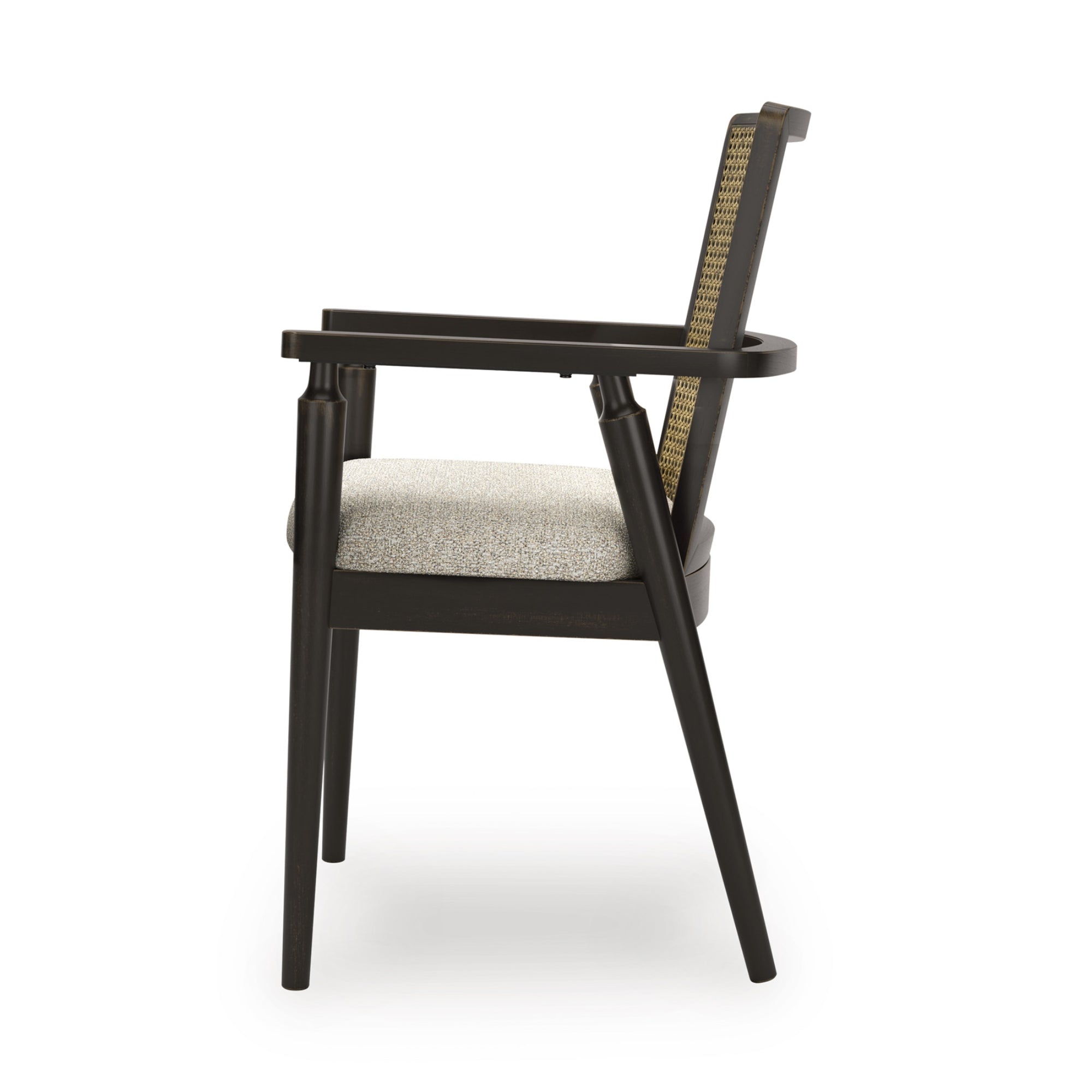 Pair of Galliden Dining UPH Arm Chairs by Signature Ashley with upholstered seats and wooden frames, set of two for dining room.