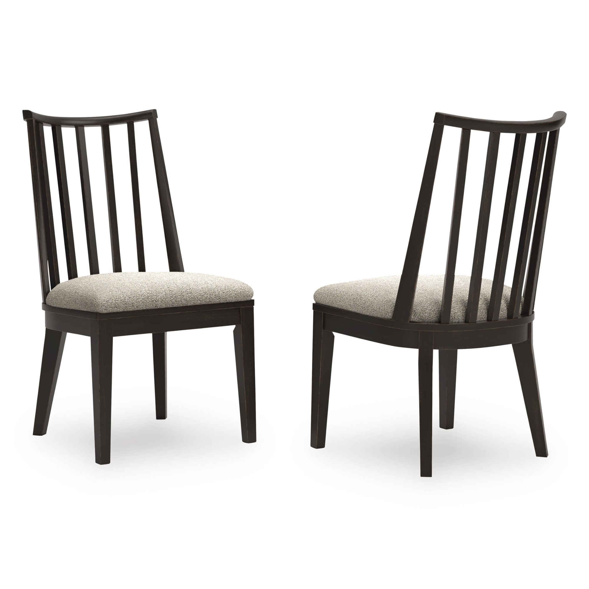 Pair of Galliden dining UPH side chairs by Signature Ashley with upholstered seats and dark wood legs.