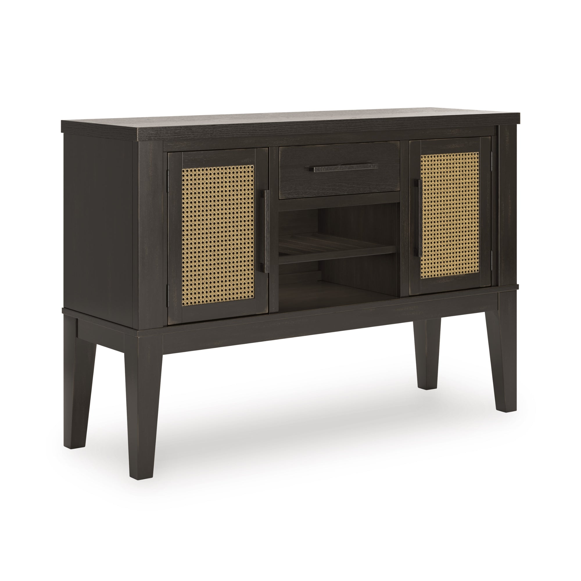 Large Galliden dining room server by Signature Ashley with spacious shelves and storage drawers in a classic wood finish.