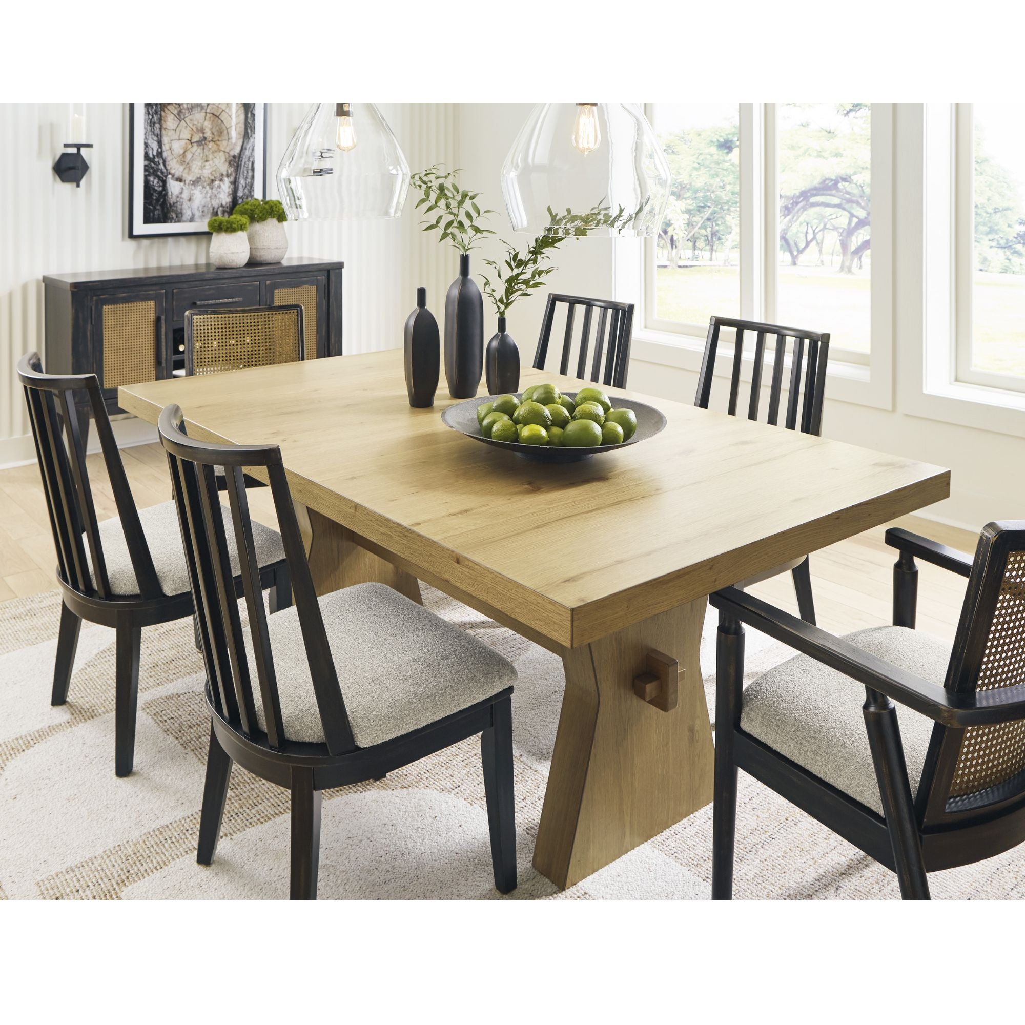 Rectangular Galliden dining table by Signature Ashley with wooden finish, perfect for kitchen and dining room settings.