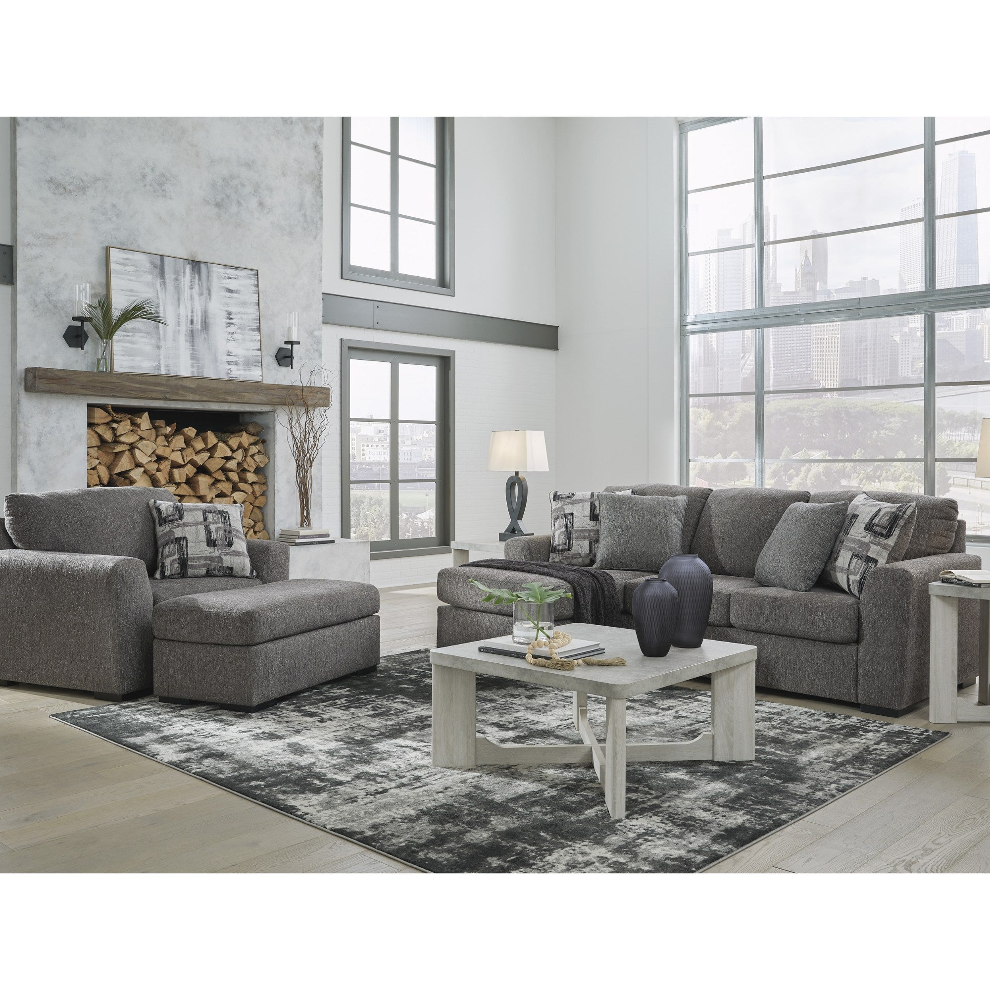 Gardiner Reversible Sofa Chaise in Pewter
