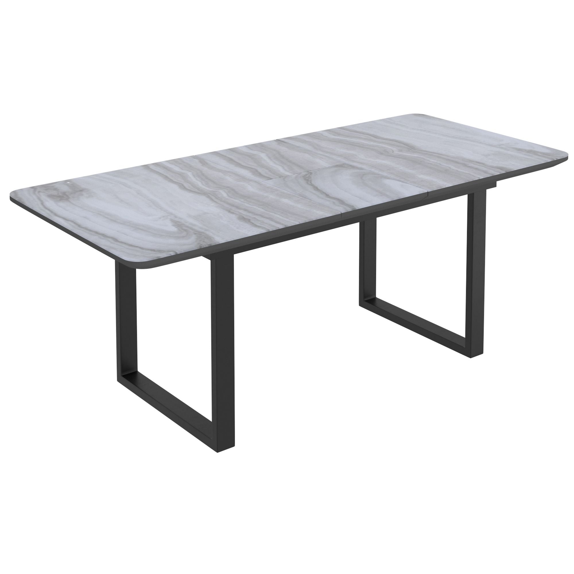 Gavin 63"–79" Extension Dining Table Black and Faux Marble