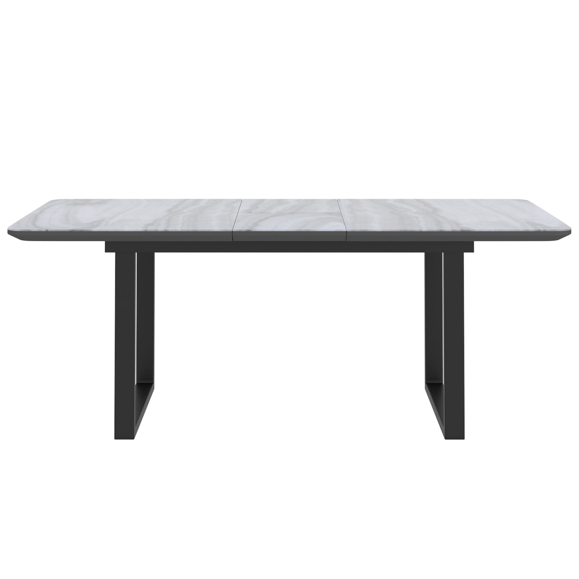 Gavin 63"–79" Extension Dining Table Black and Faux Marble