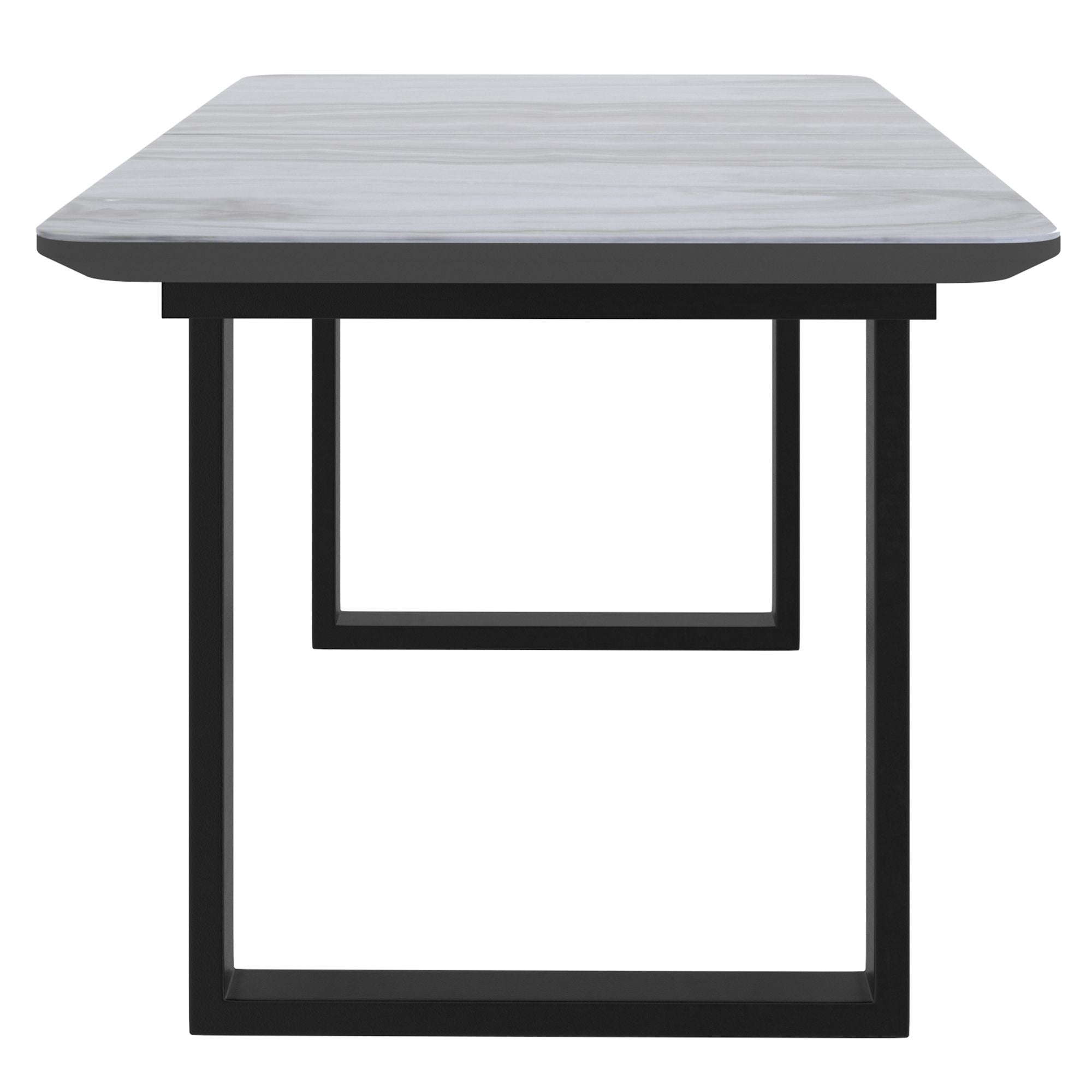Gavin 63"–79" Extension Dining Table Black and Faux Marble