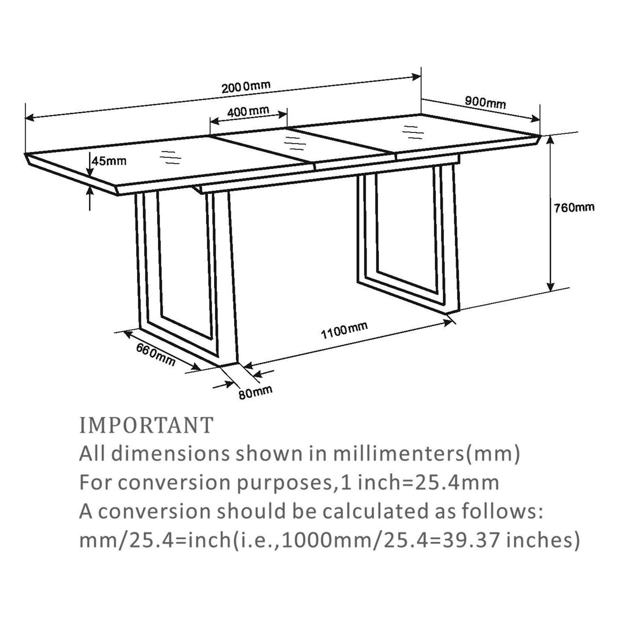 Gavin 63"–79" Extension Dining Table Black and Faux Marble