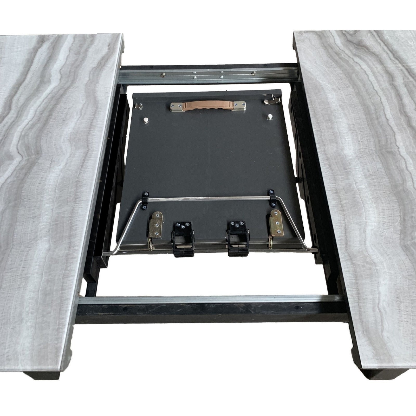Gavin 63"–79" Extension Dining Table Black and Faux Marble