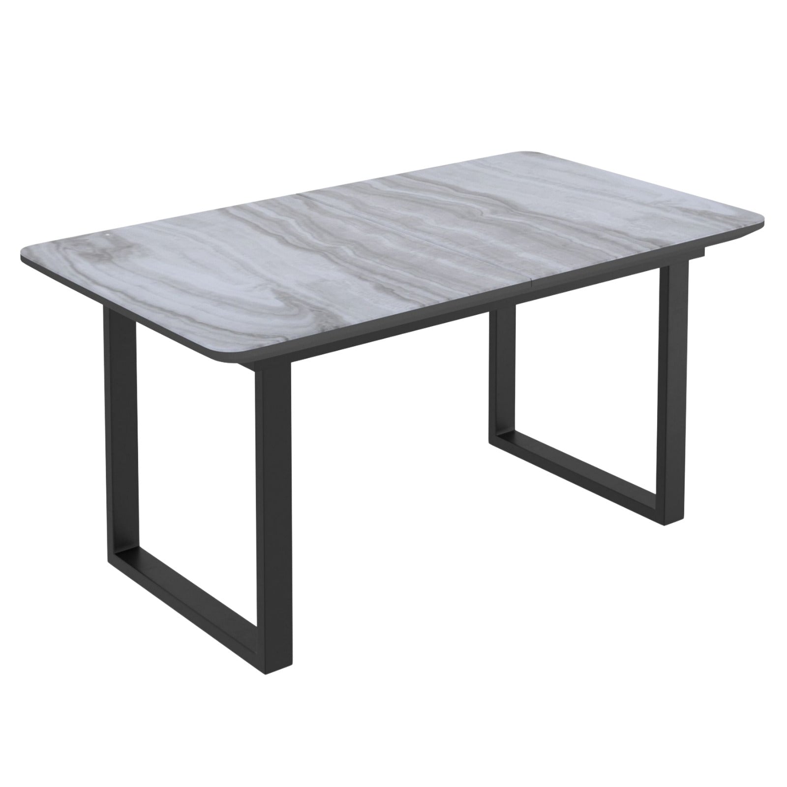 Gavin 63"–79" Extension Dining Table Black and Faux Marble