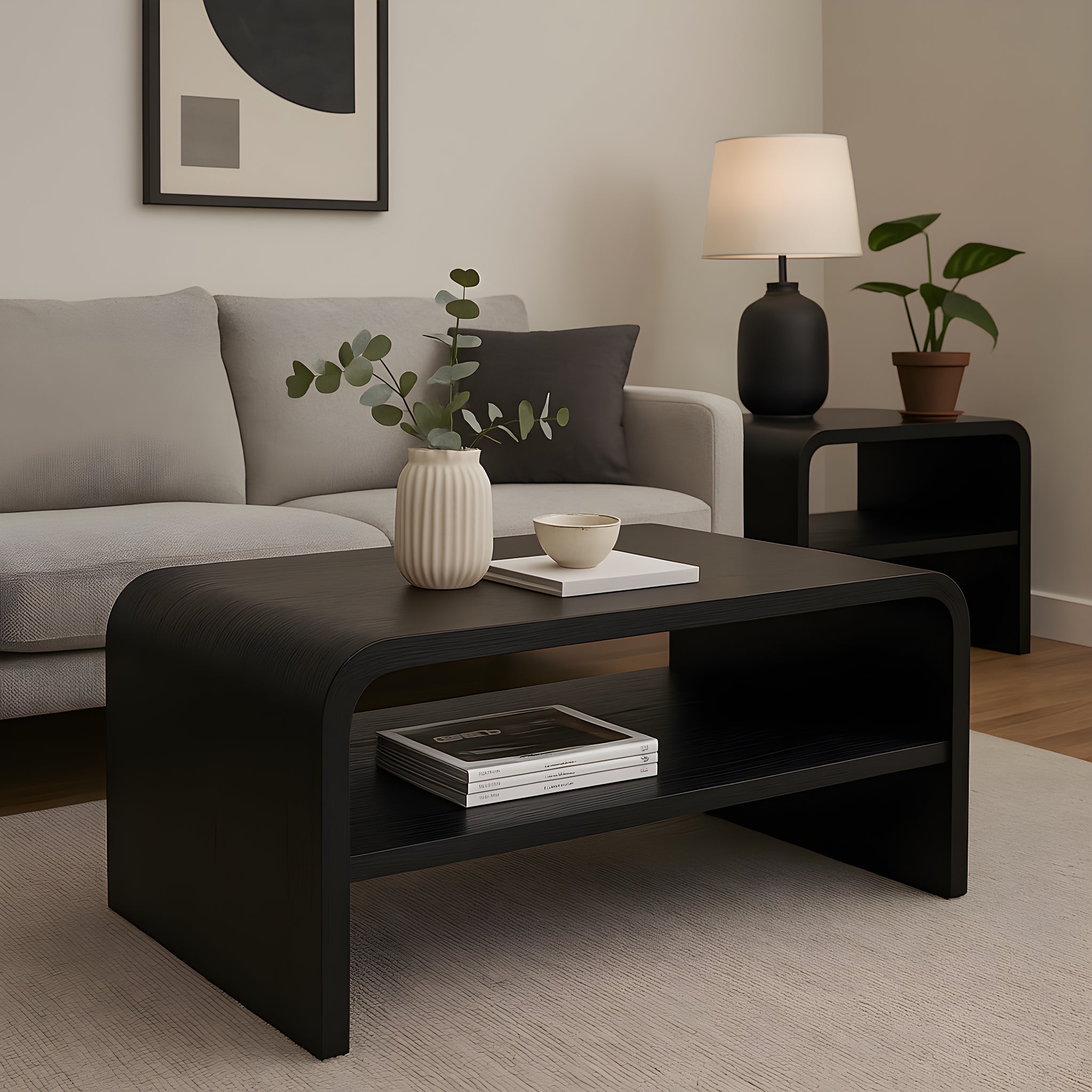 Geffrey Coffee Table set in Black.