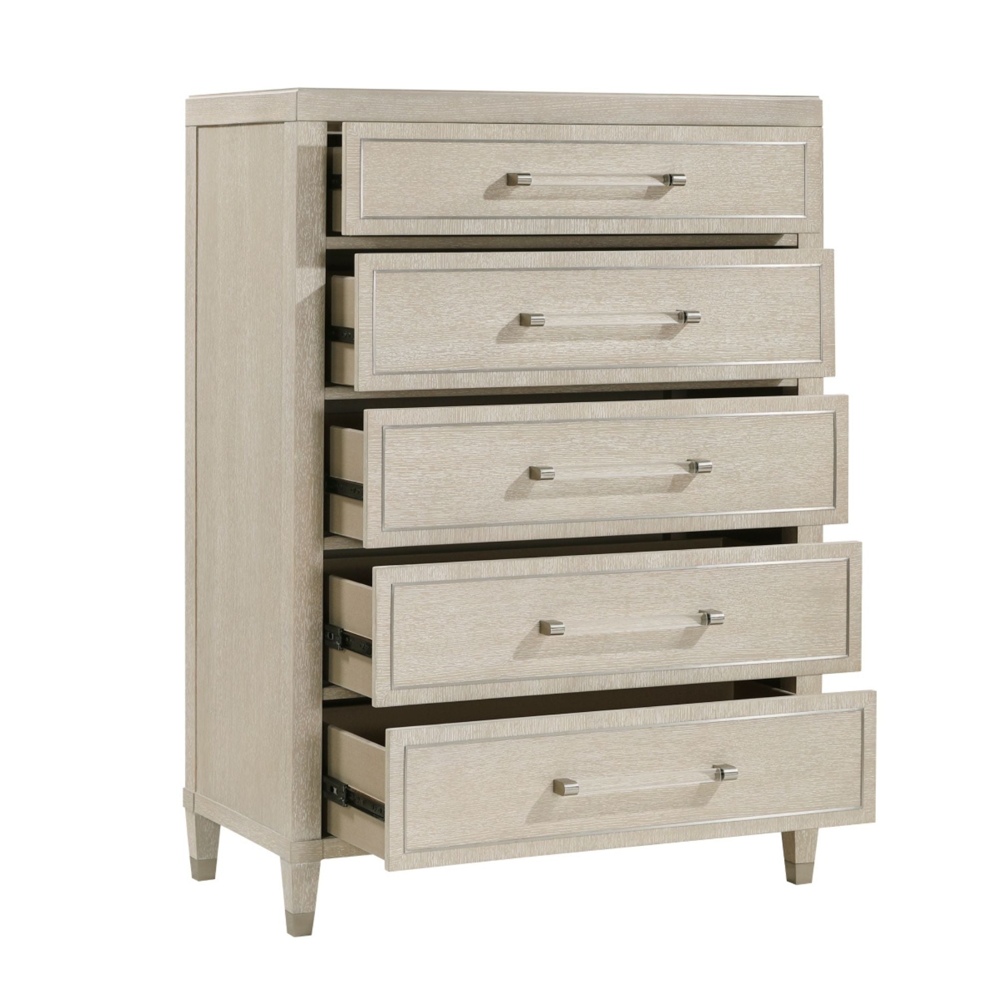Light oak Genoa Collection chest by MAZ featuring a sleek, modern design with clean lines and ample storage.