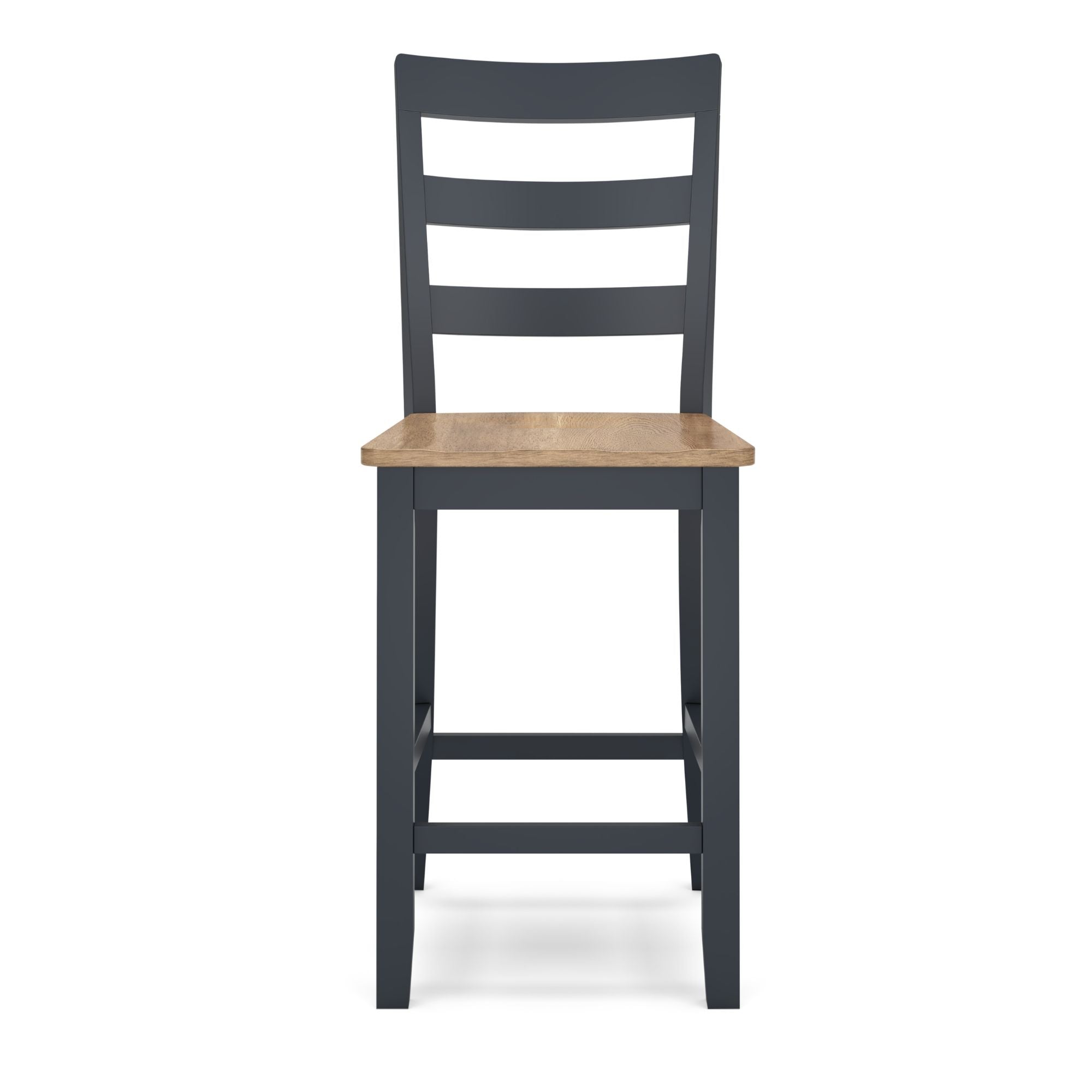 Gesthaven 5-piece counter height dining set by Signature Ashley with natural wood finish and blue upholstered seats.