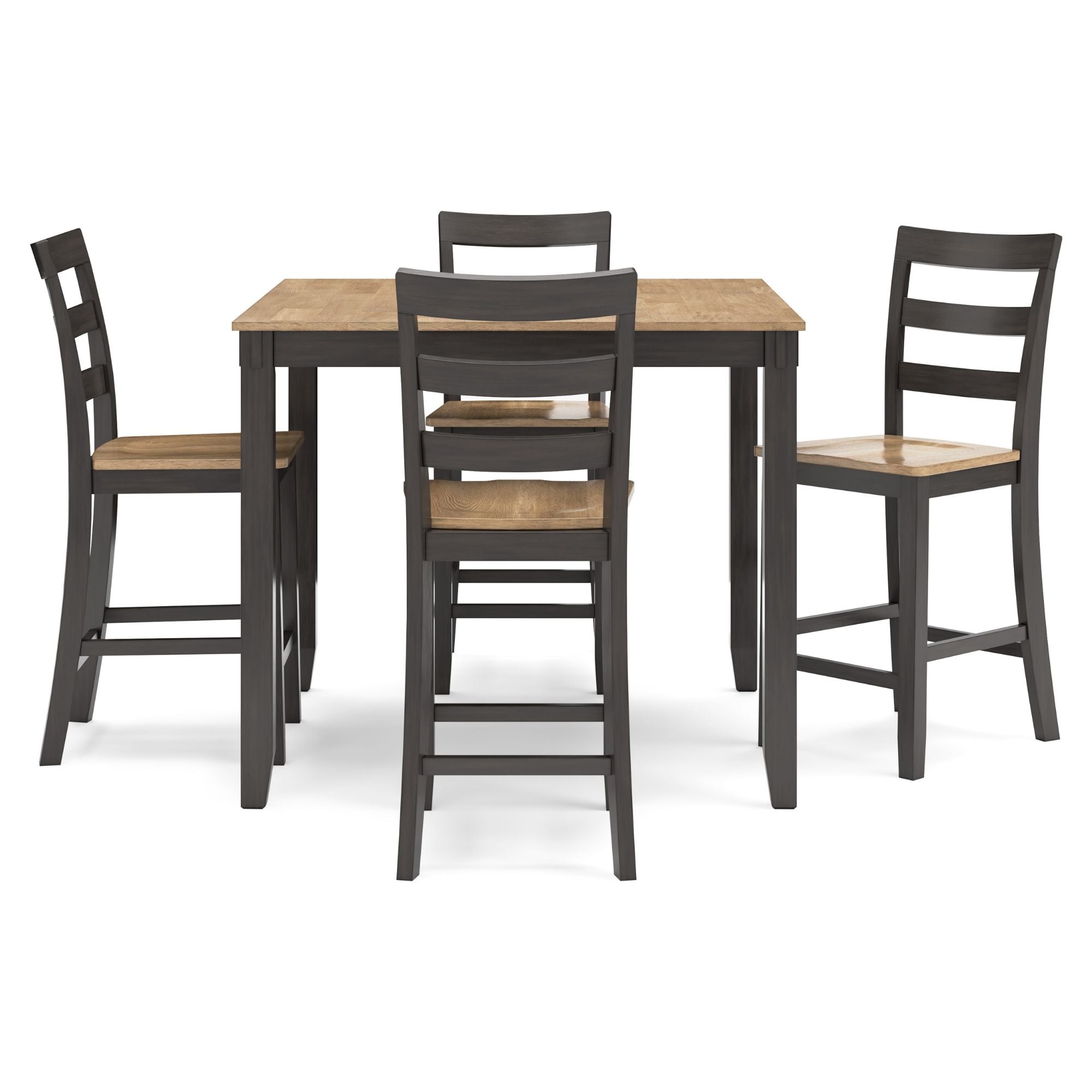 Ashley Gesthaven 5-piece counter height dining room set with natural and brown wood finish, includes table and matching chairs.