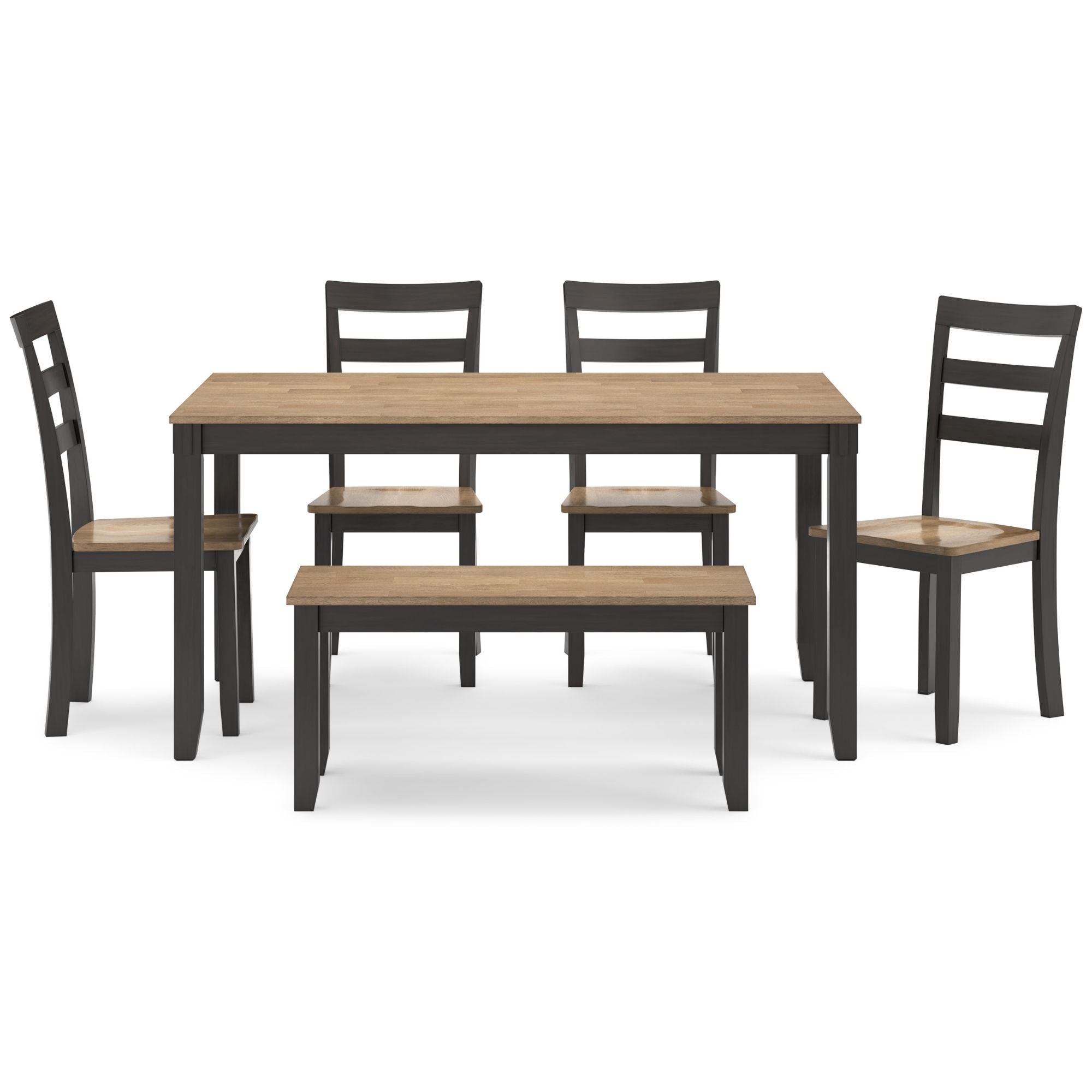 Ashley Gesthaven 6-piece dining room table set with natural and brown finish, featuring a sturdy rectangular table and matching chairs.
