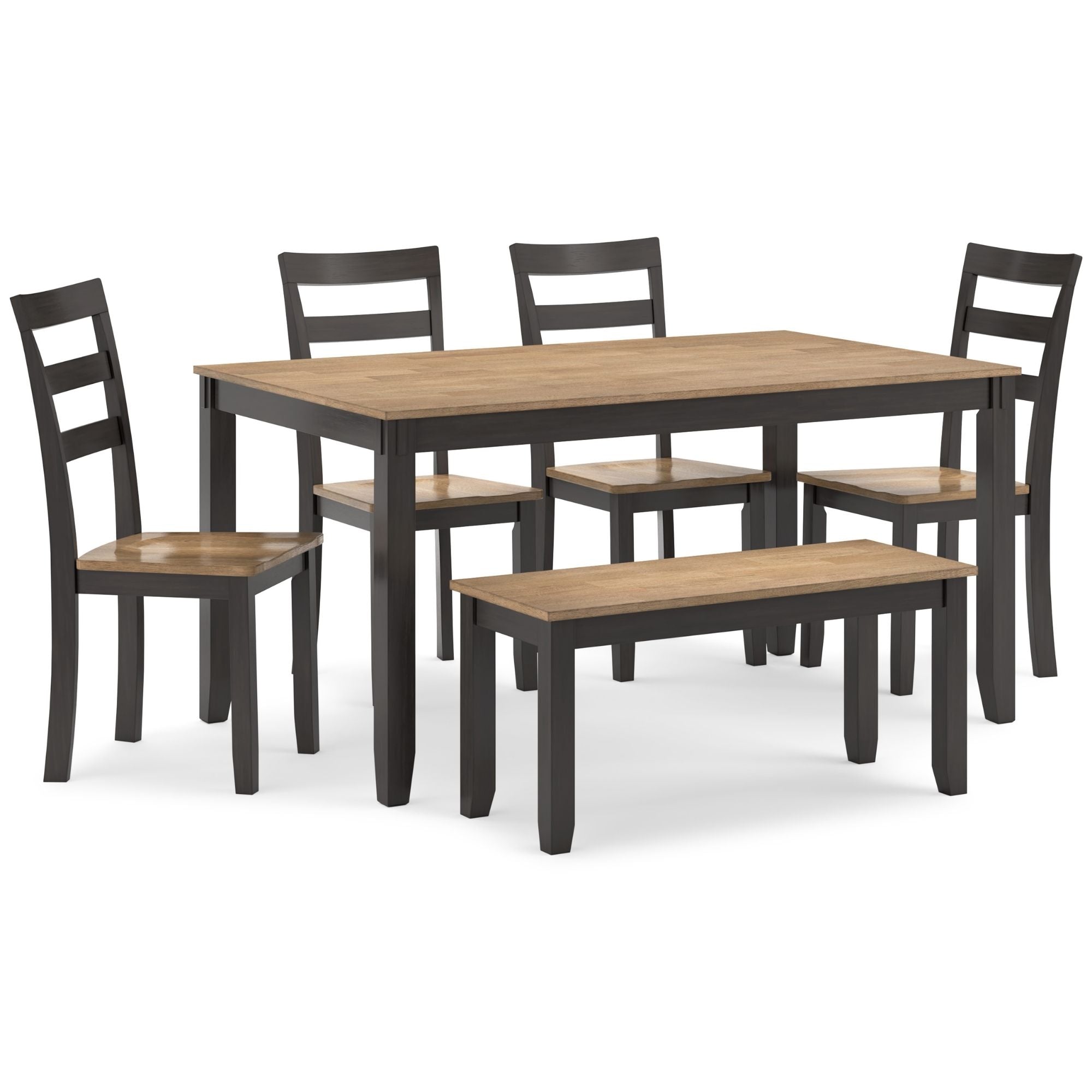 Ashley Gesthaven 6-piece dining room table set in natural and brown finish, includes table and matching chairs, elegant wood design.