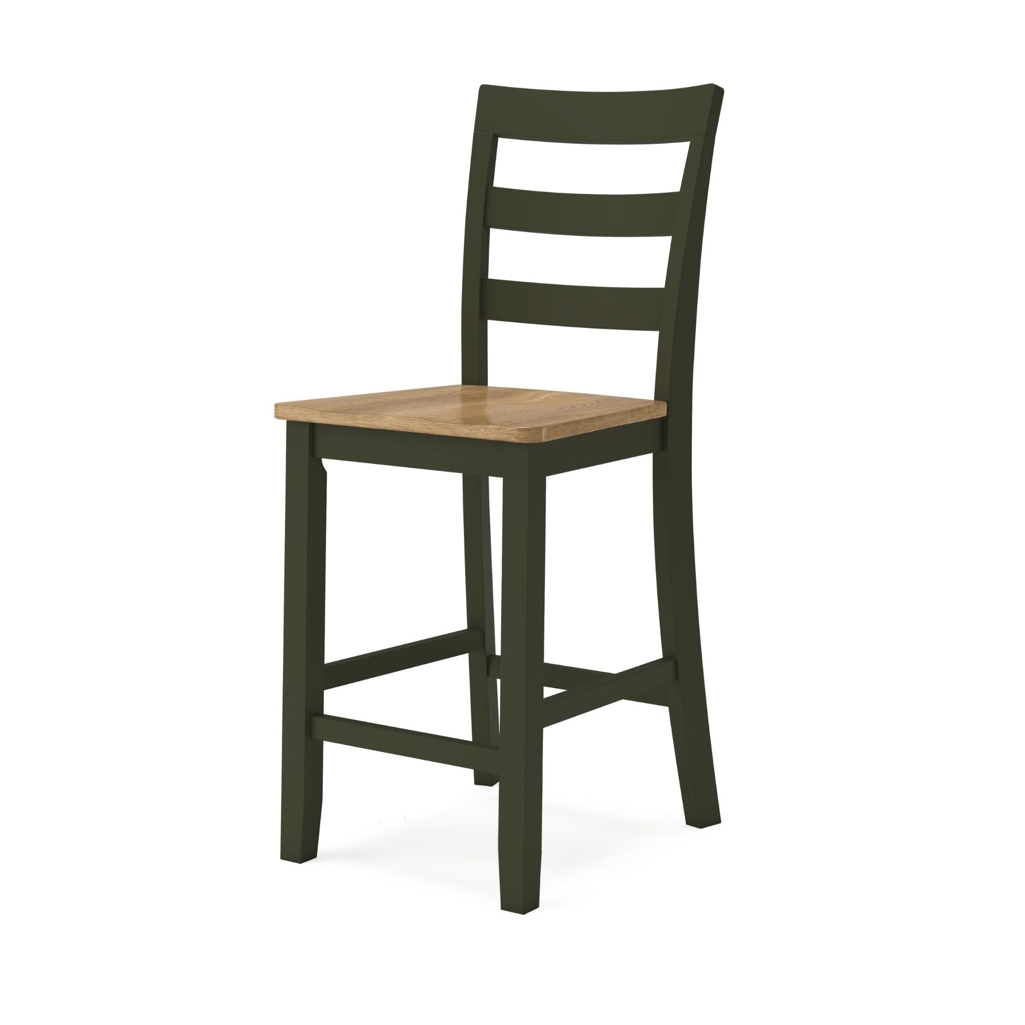 Ashley Gesthaven 5-piece counter dining room set with natural wood finish and green upholstered seats, perfect for casual dining spaces.