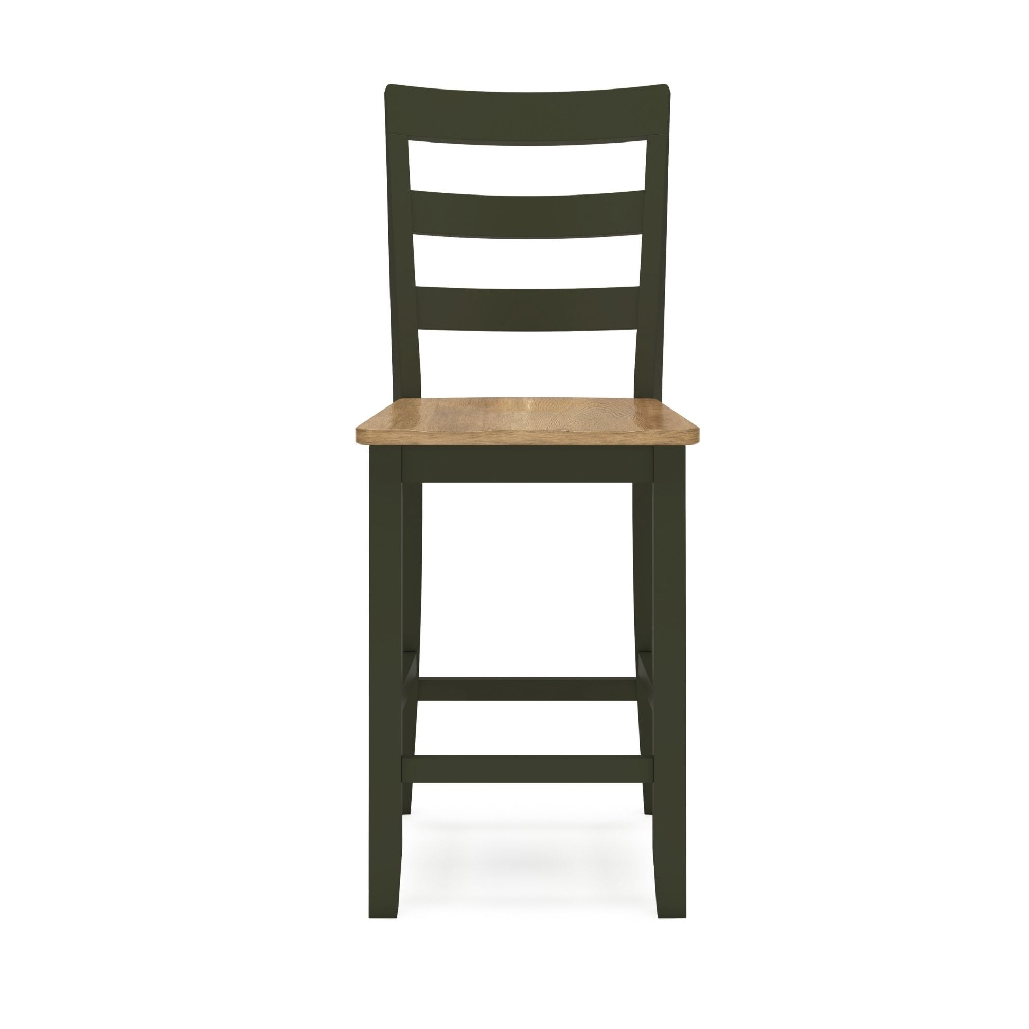 Ashley Gesthaven 5-piece counter dining set with natural wood finish and green upholstered seats, ideal for casual dining spaces.