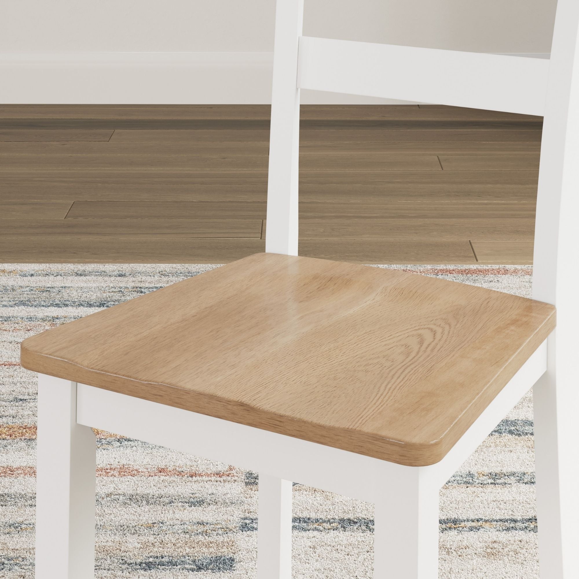 Ashley Gesthaven 5-piece counter dining room set with natural and white finish, includes table and matching chairs.