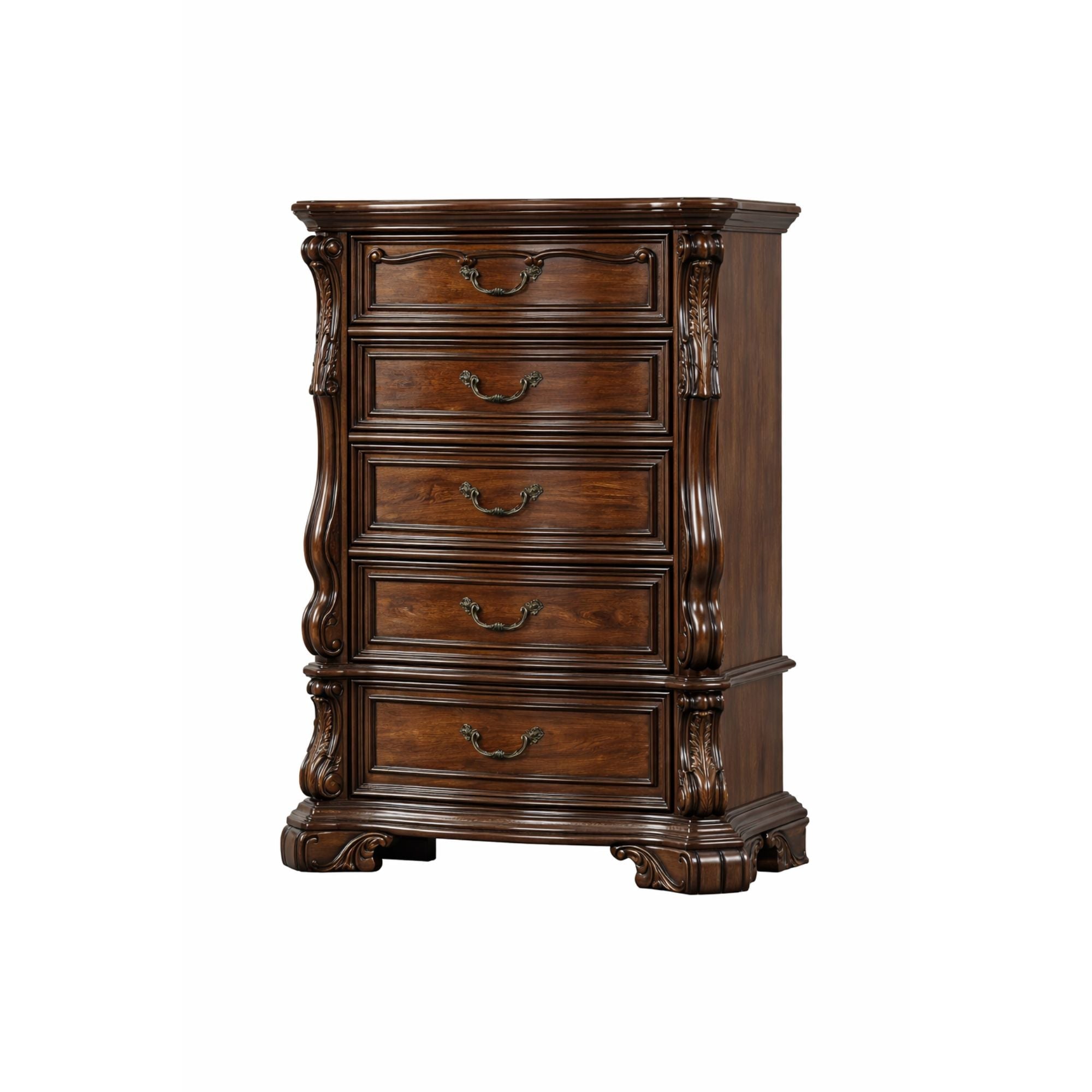 MAZ Gilmartin Chest Drawer featuring a wooden finish, four drawers with metal handles, and a sleek modern design.