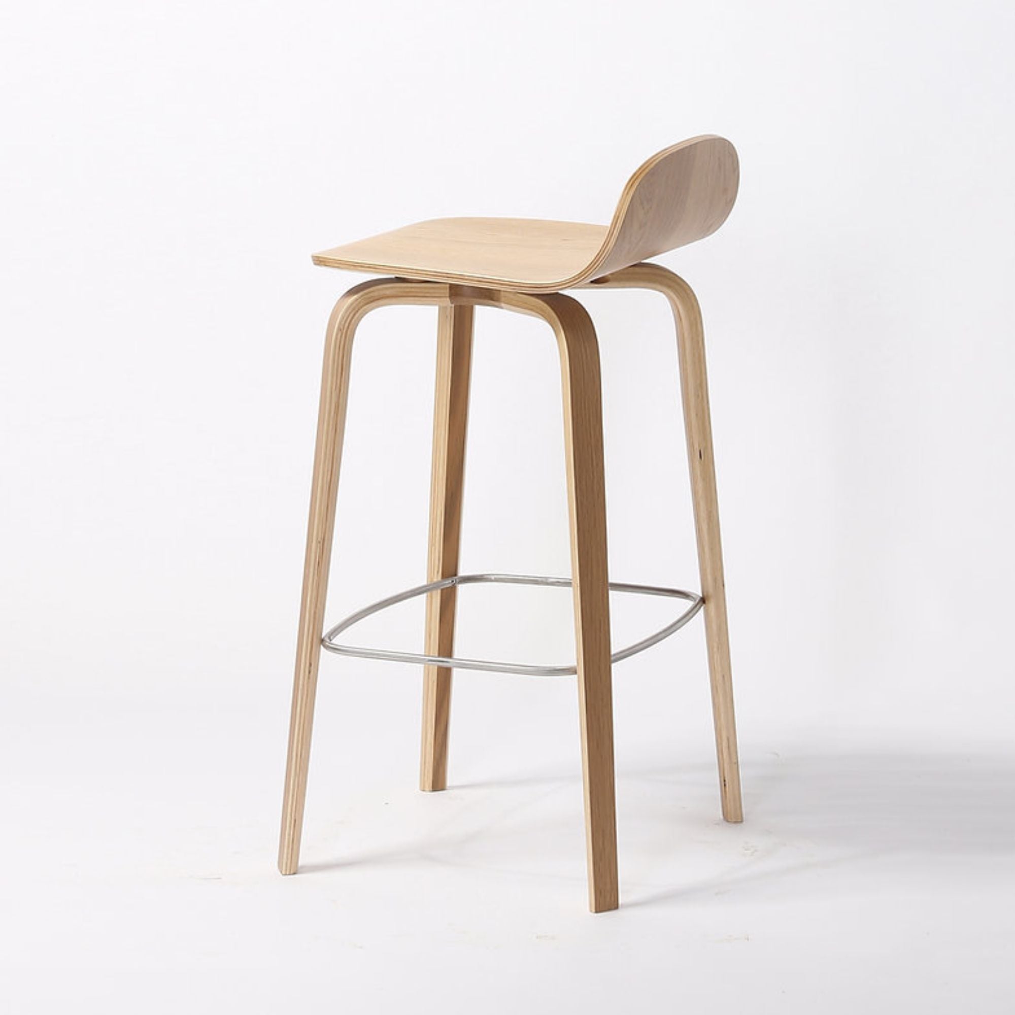 Natural wooden Glen modern bar stool by Elite Living with a sleek design, featuring a wooden seat and legs for a contemporary look.