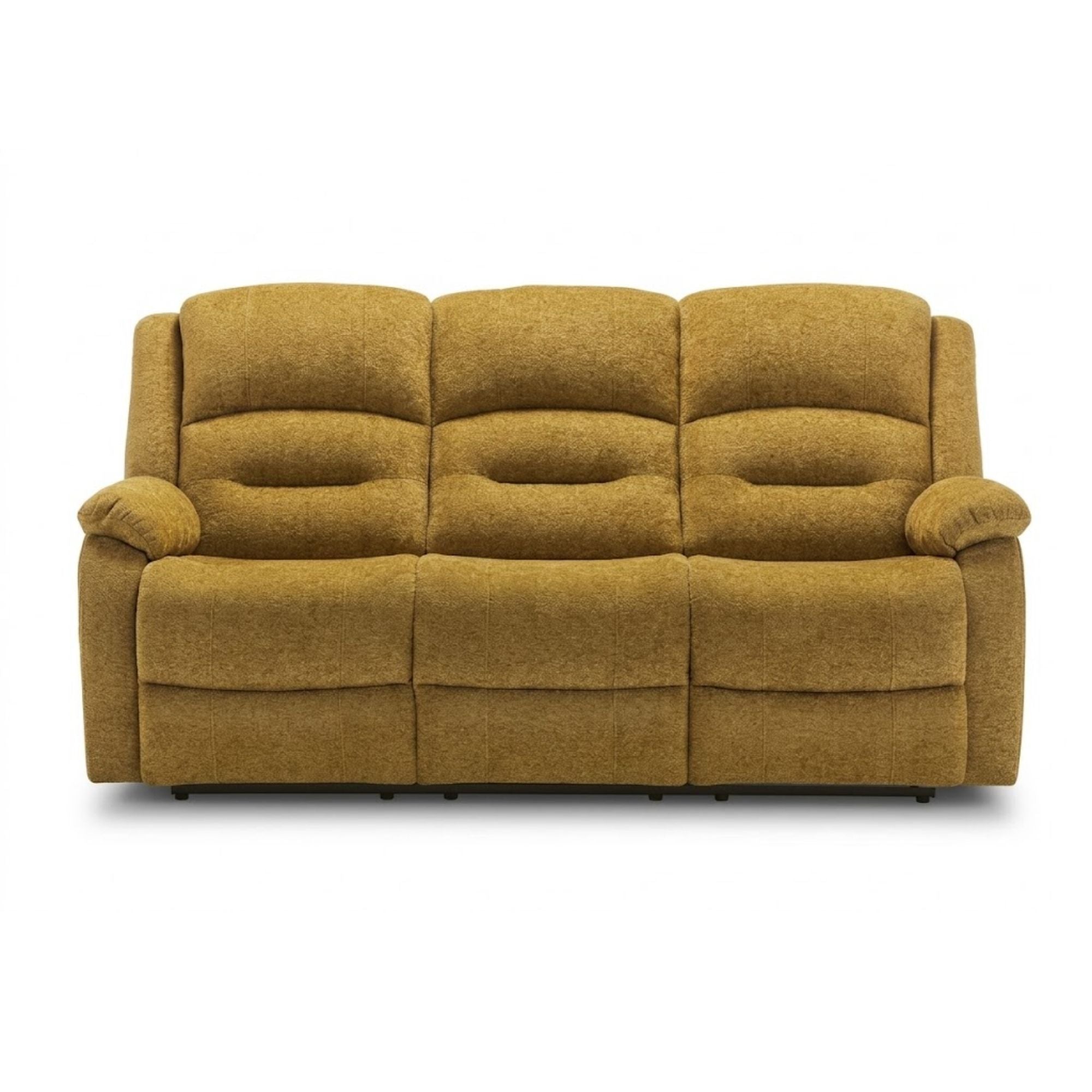 Gold Monarch Specialties CloudRest 3-seater power reclining sofa with USB port, featuring plush cushions and modern design.