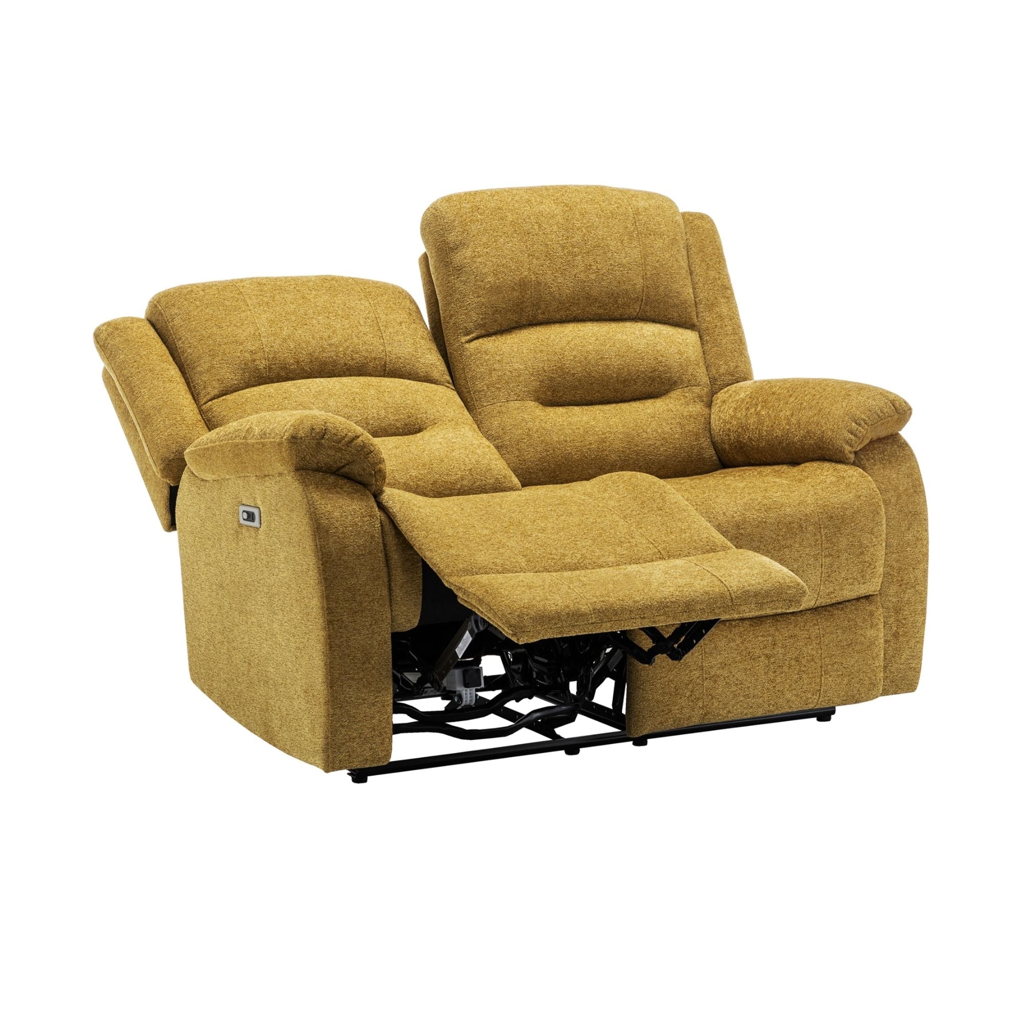 Gold Monarch Specialties CloudRest 2-seater power reclining loveseat with USB port, featuring plush upholstery and modern design.
