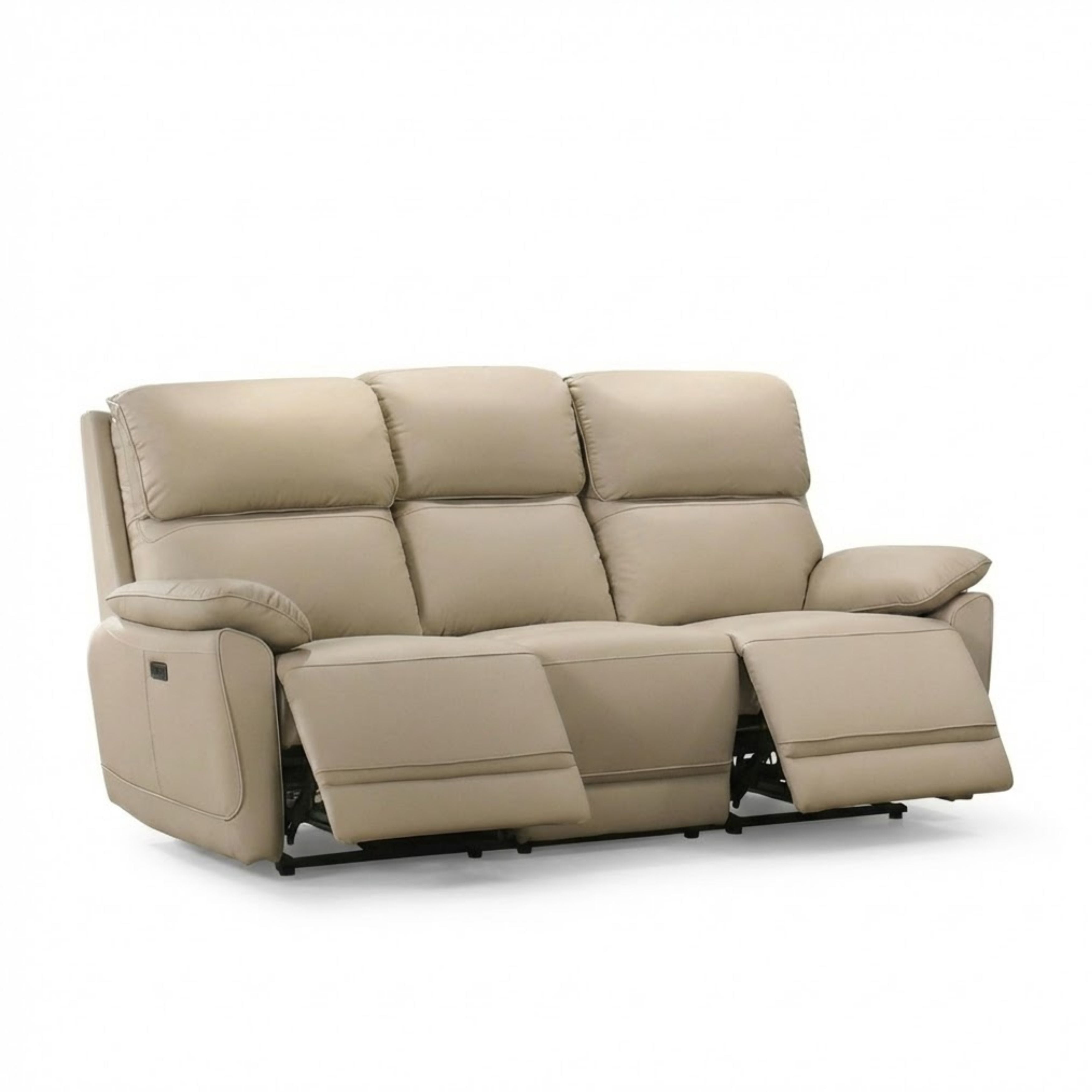 Beige IFF Grand Luxe leather power recliner sofa set with plush cushions and modern design, perfect for living room seating.