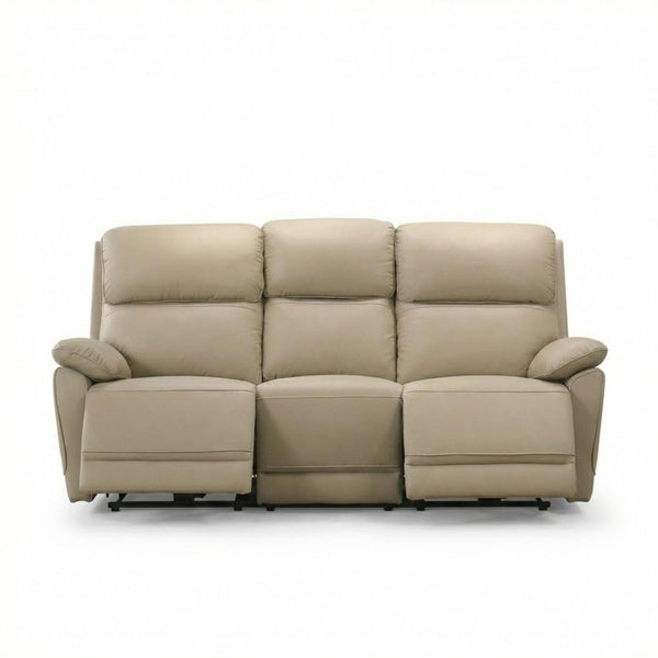 Beige IFF Grand Luxe leather power recliner sofa set with plush cushions and modern design, perfect for a stylish living room.