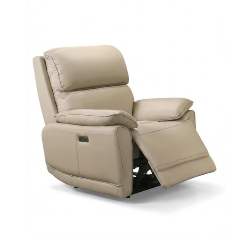 Beige Grand Luxe leather power recliner sofa set by IFF, showing plush cushions and modern reclining design.