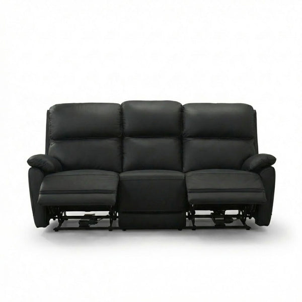 Black Grand Luxe leather power recliner sofa set by IFF, featuring plush cushions and modern design in a stylish living room setting.