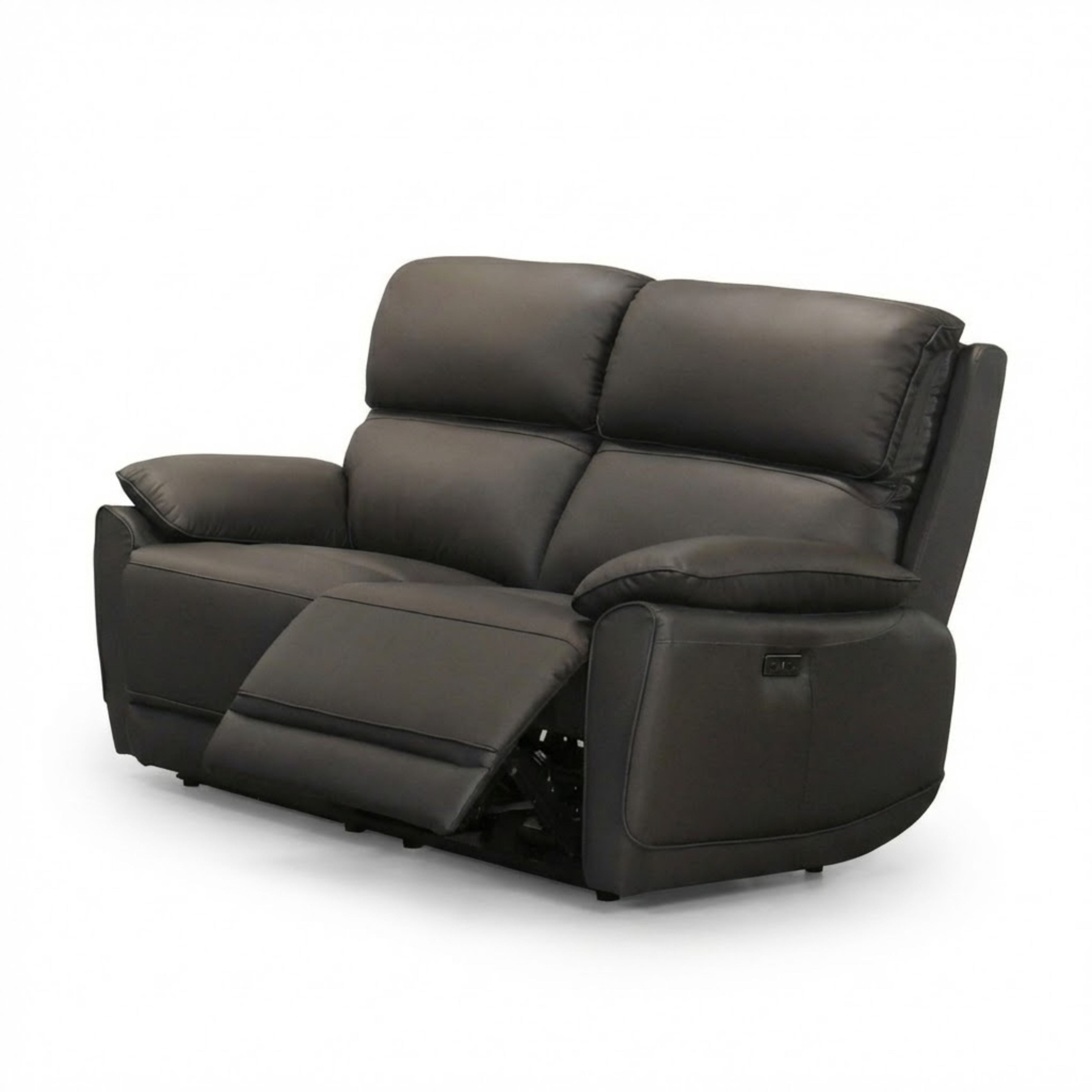 Dark chocolate Grand Luxe leather power recliner sofa set by IFF, featuring plush cushions and sleek reclining design.
