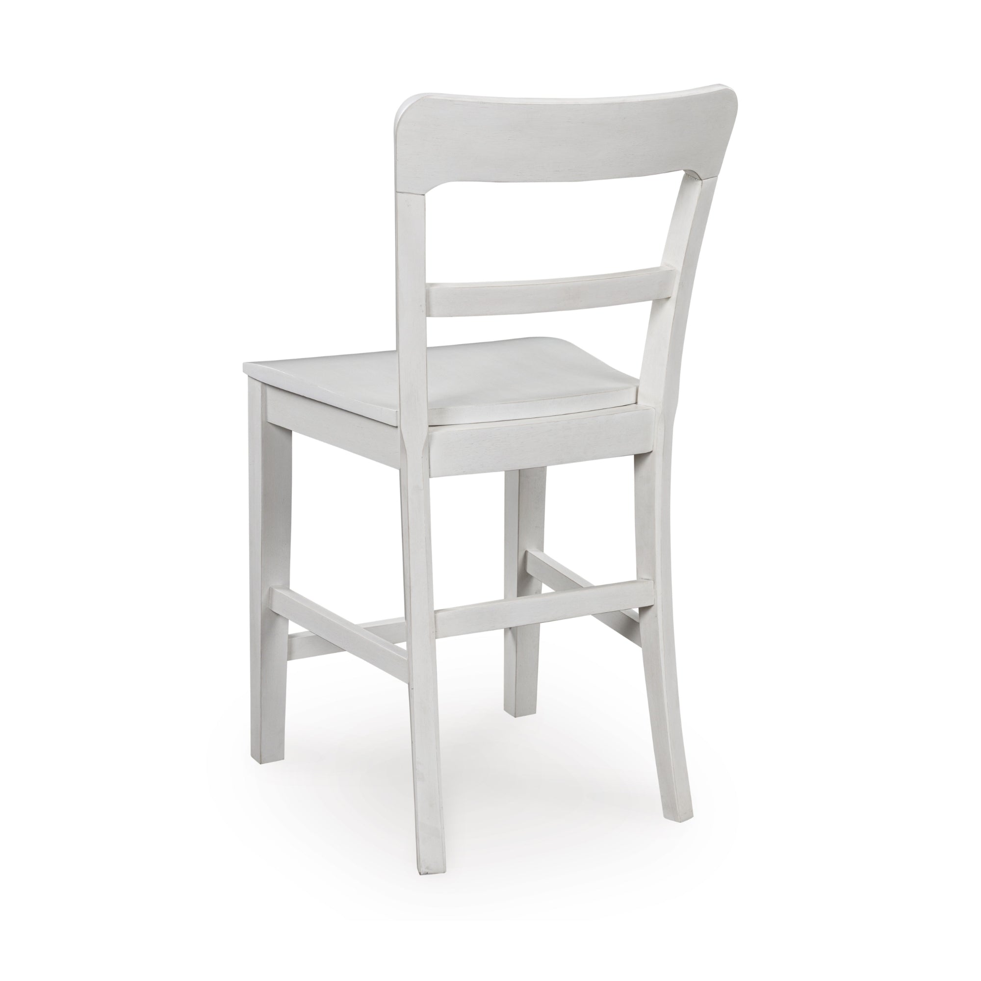 Set of two white Greddinton barstools by Signature Ashley with wooden legs and cushioned seats for modern kitchen or bar area.